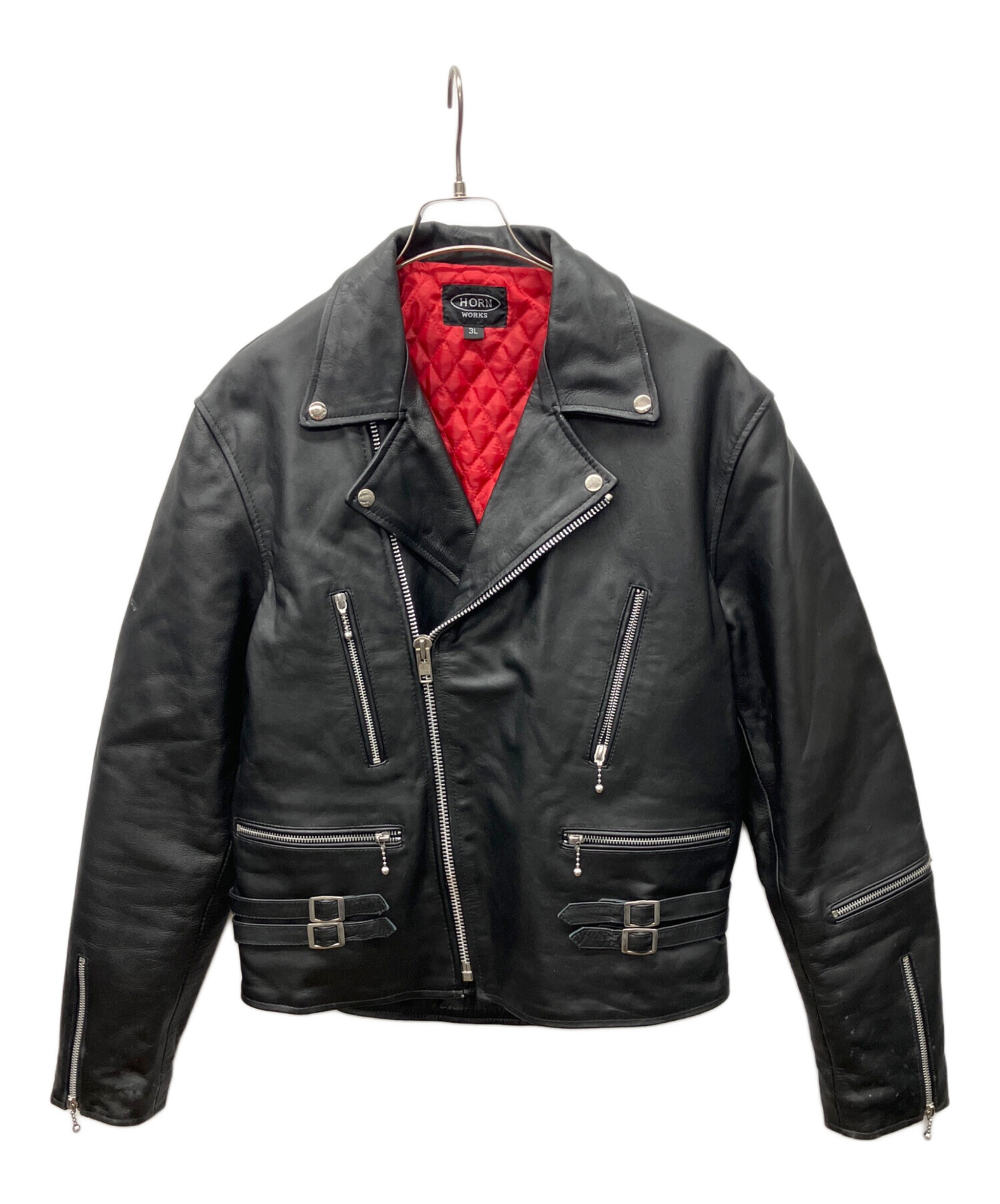 HORN WORKS 黒 レザージャケット 3L 中古・古着通販】HORN WORKS (ホーンワークス) レザージャケット