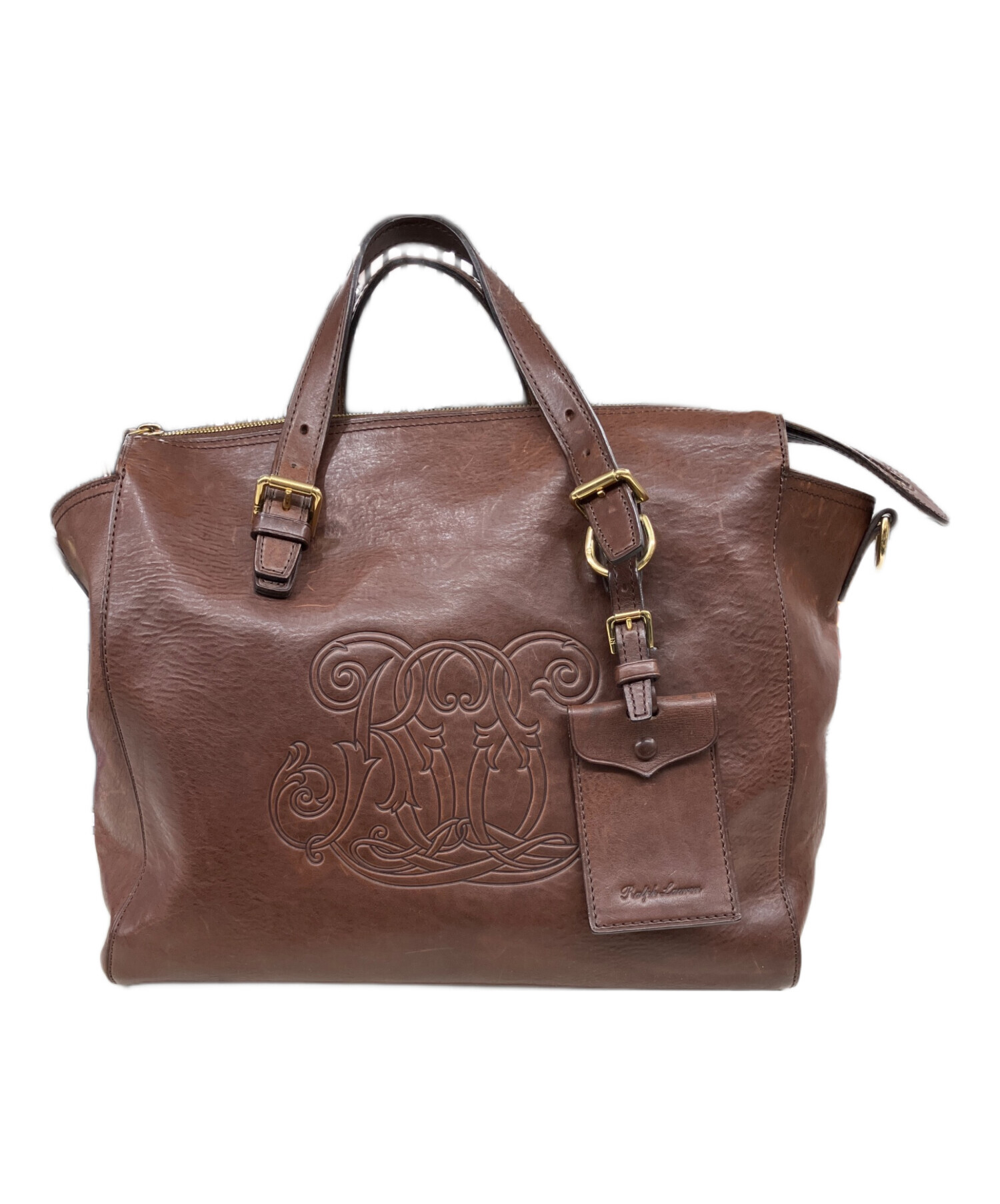 ラルフローレン ブラウン レザートートバッグ 中古・古着通販】RALPH LAUREN (ラルフローレン) レザートートバッグ