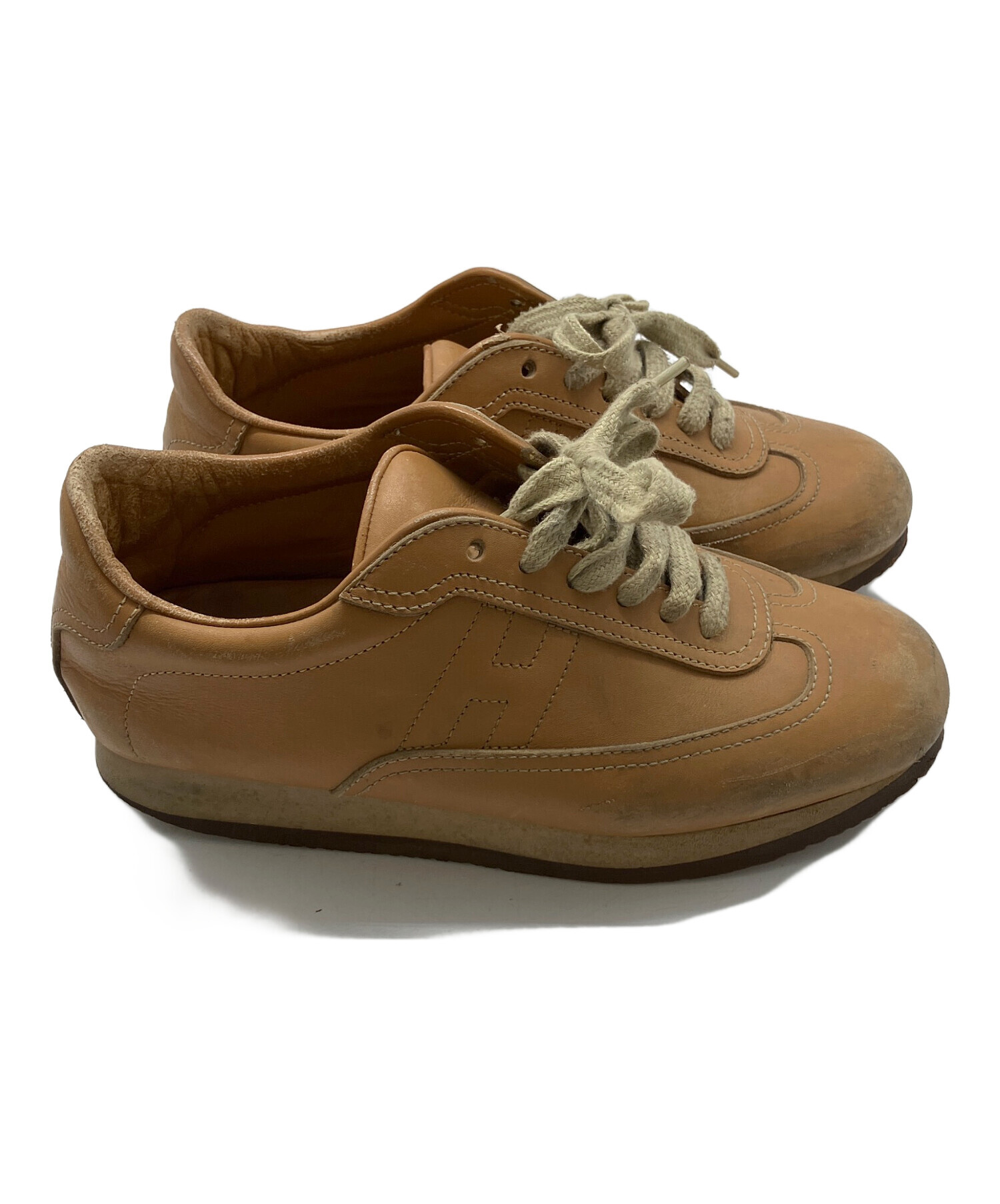 中古・古着通販】HERMES (エルメス) レザースニーカー ブラウン サイズ