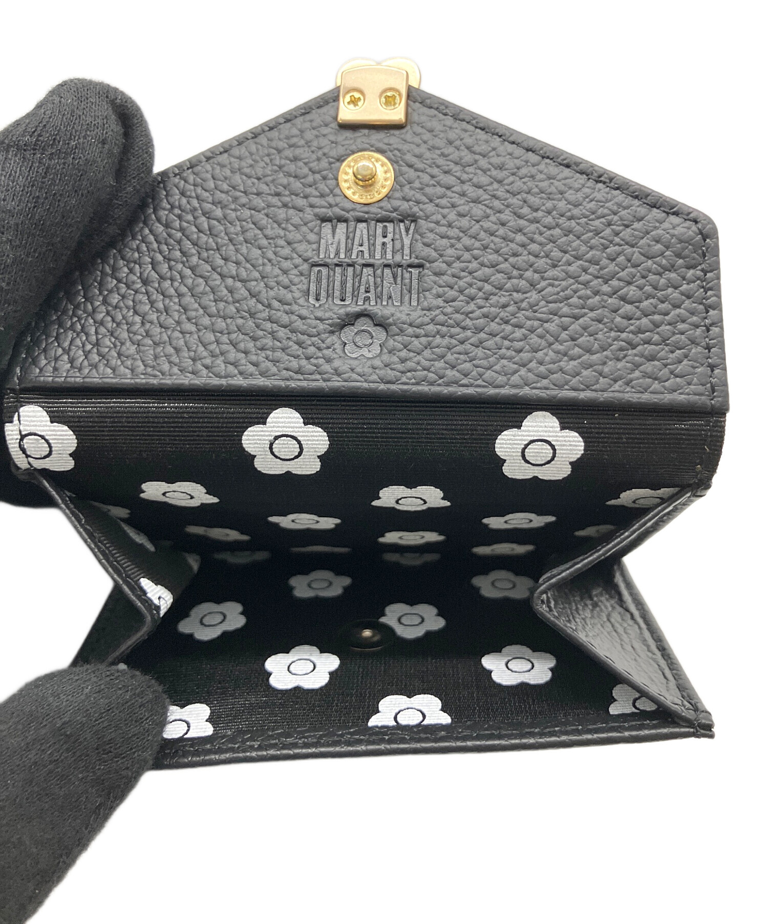 中古・古着通販】MARY QUANT (マリークヮント) 3つ折り財布 ブラック