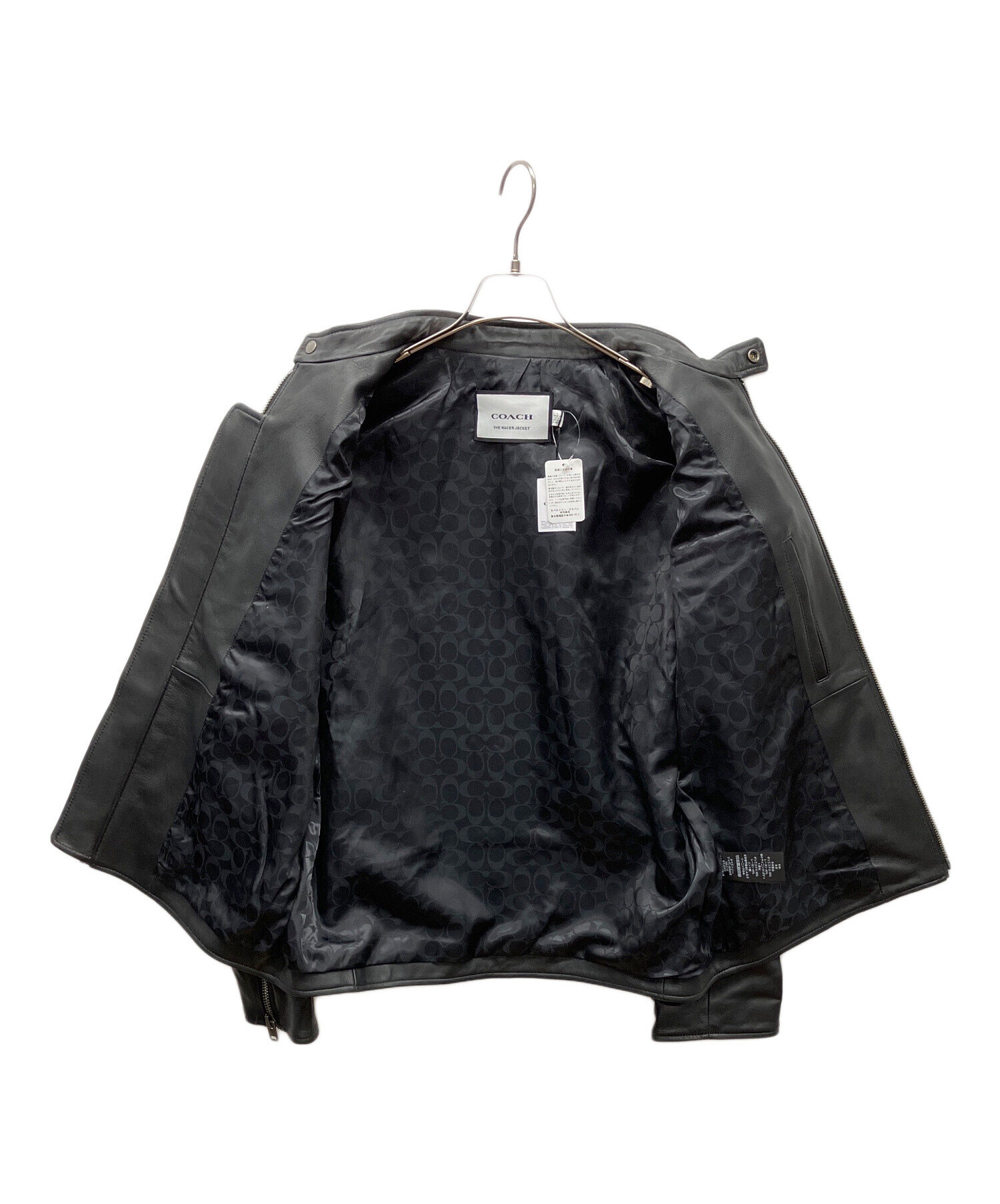 中古・古着通販】COACH (コーチ) レザー レーサー ジャケット ブラック