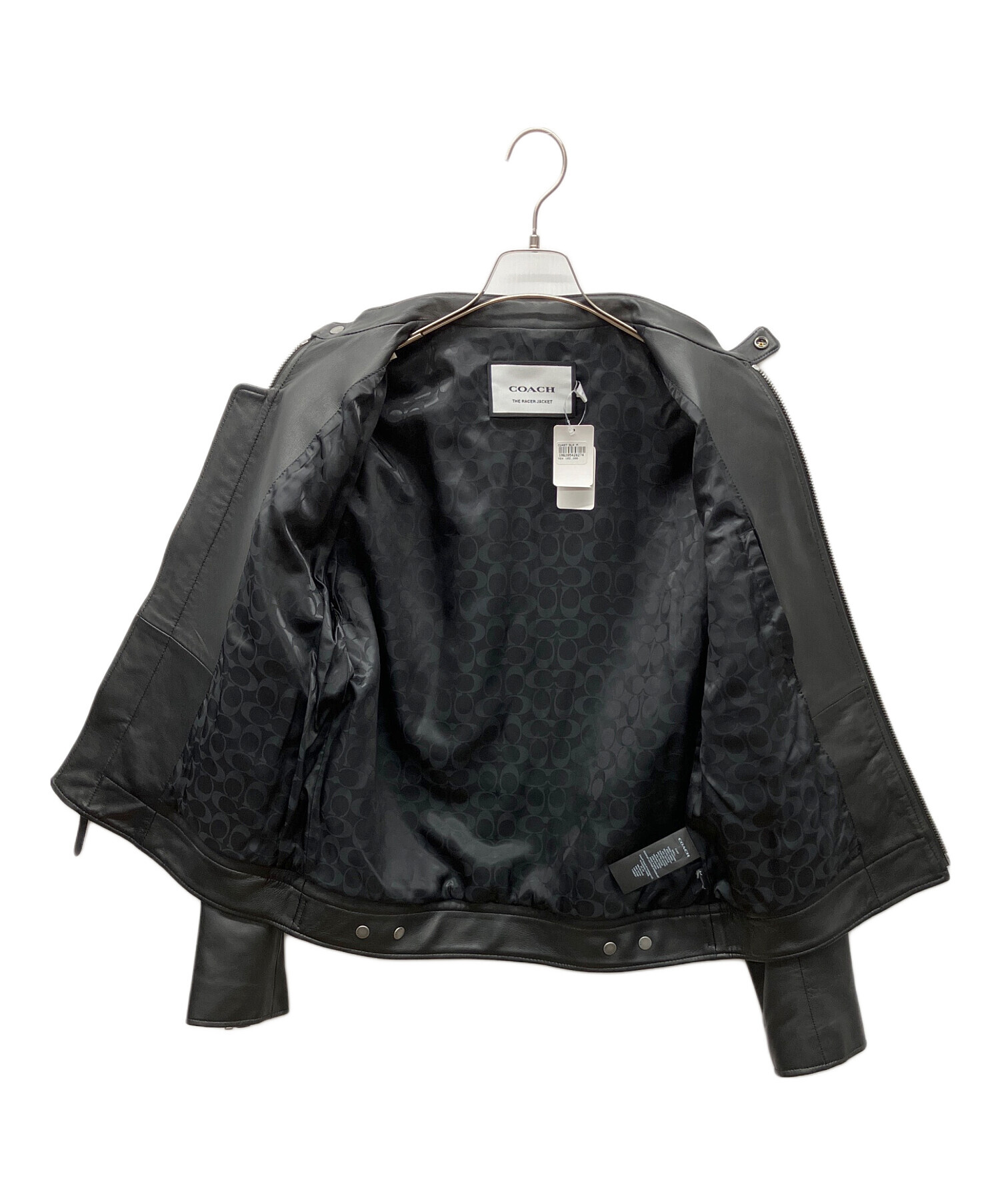 中古・古着通販】COACH (コーチ) レザーレーサー ブラック サイズ:L 