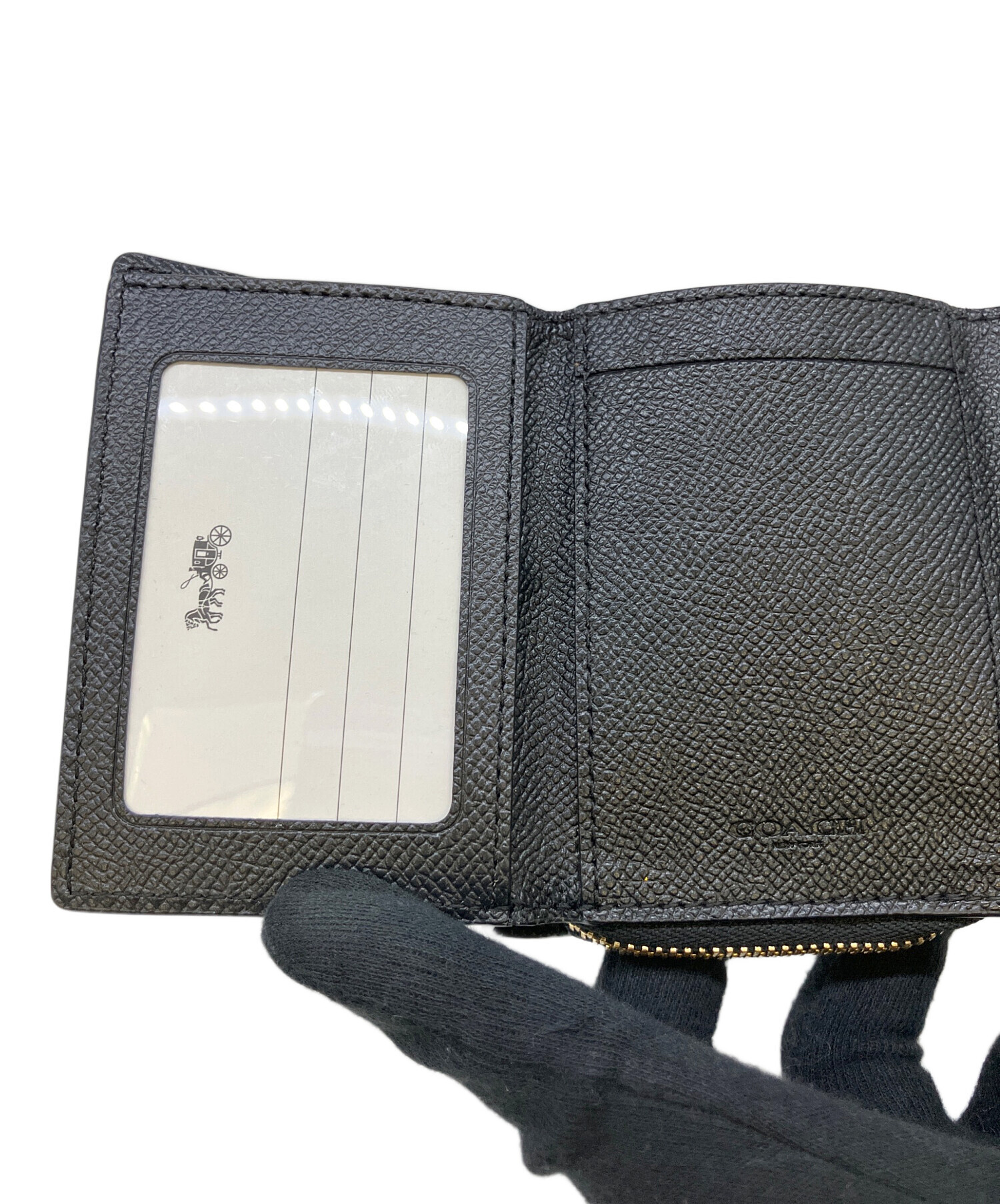 中古・古着通販】COACH (コーチ) 3つ折り財布 ブラック｜ブランド