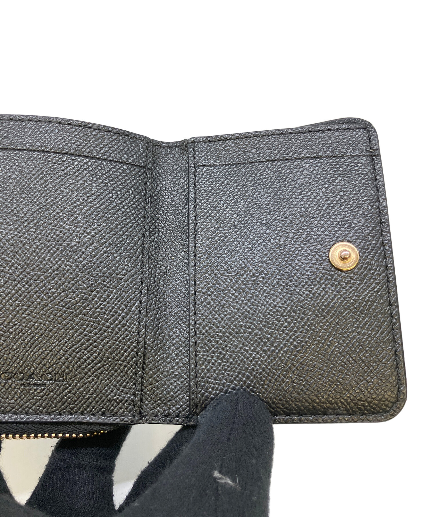 中古・古着通販】COACH (コーチ) 3つ折り財布 ブラック｜ブランド