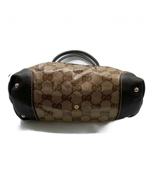 中古・古着通販】GUCCI (グッチ) ハンドバッグ ブラック×ベージュ