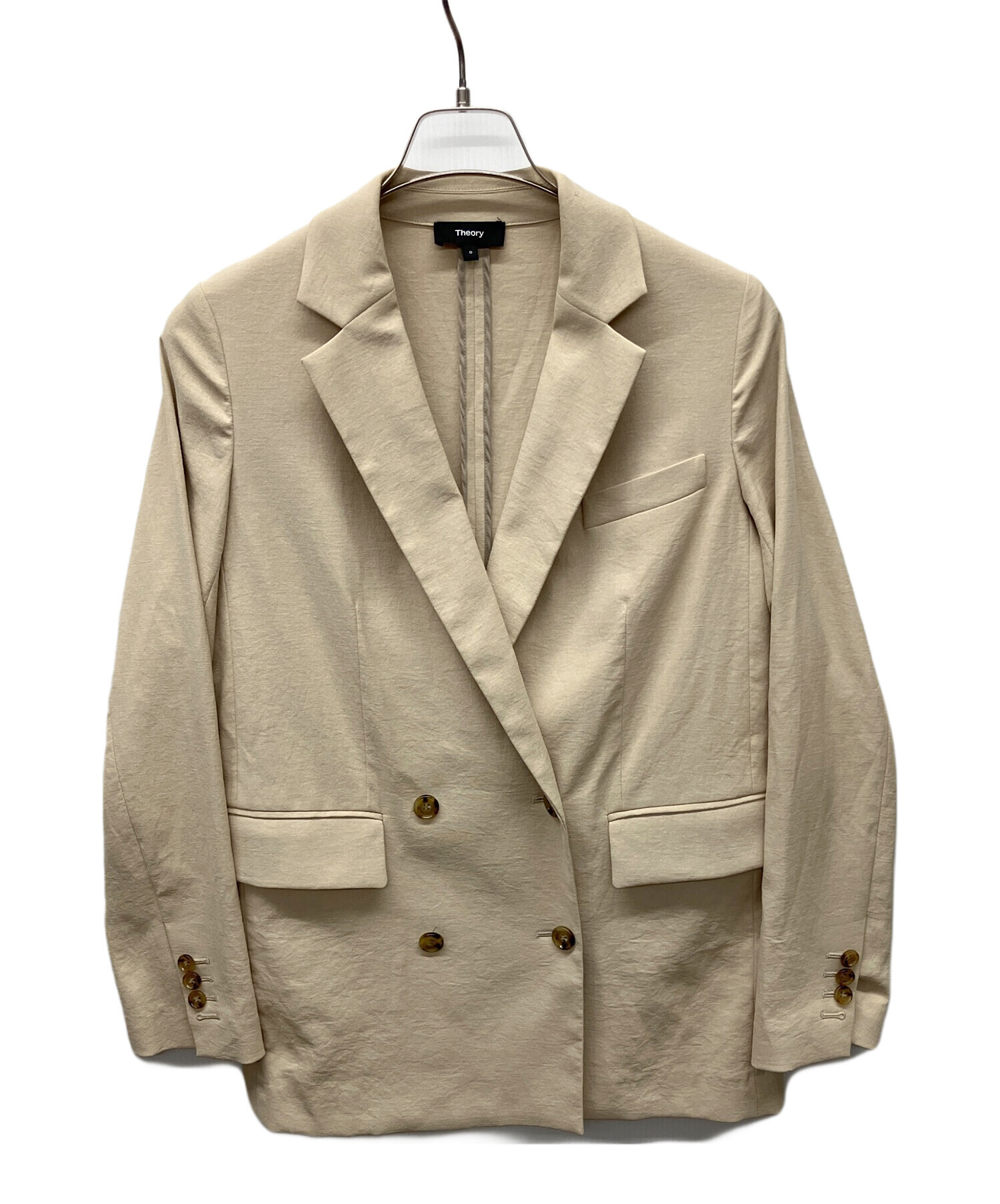 【激安✨️】theory 本革 ジャケット ベージュ 定価98000円 セオリー 中古・古着通販】theory (セオリー) ノーカラージャケット ベージュ