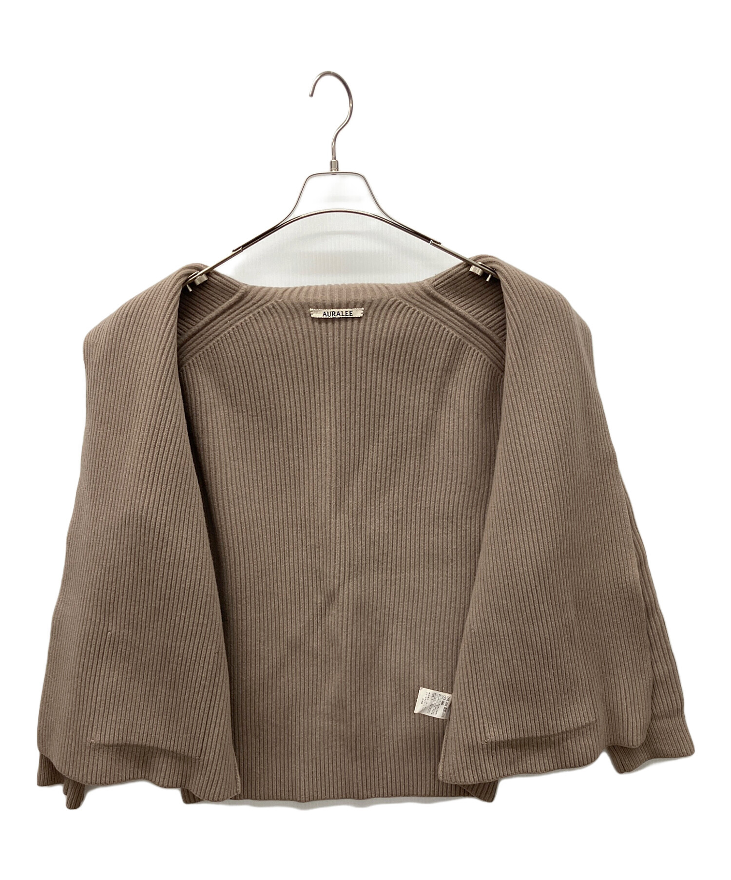 【最終値下げ】AURALEE リブ編みカーディガン サイズ3 グレーベージュ 最終値下げ】AURALEE リブ編みカーディガン サイズ3 グレーベージュ