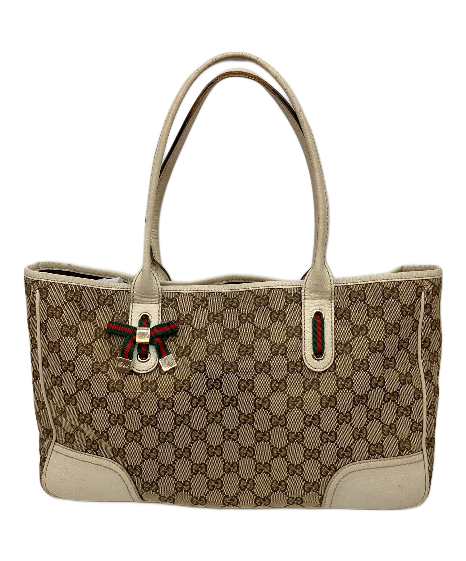 中古・古着通販】GUCCI (グッチ) トートバッグ ベージュ×ホワイト 