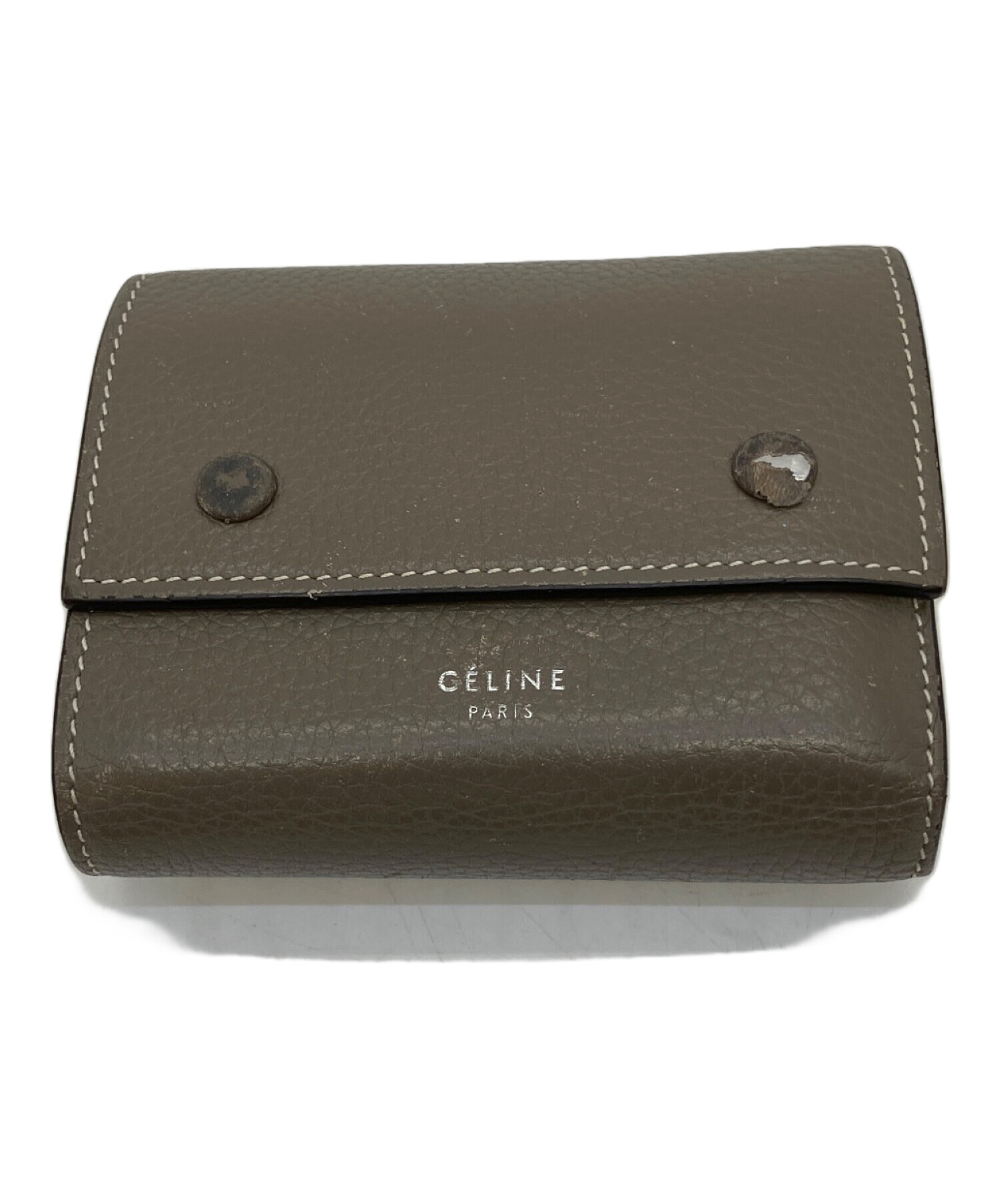 中古・古着通販】CELINE (セリーヌ) 3つ折り財布 ブラウン×イエロー 