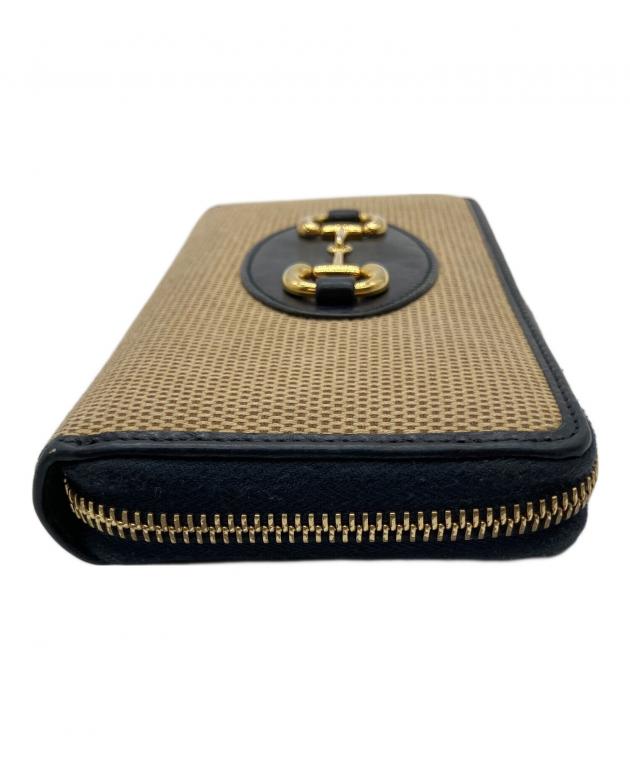 中古・古着通販】GUCCI (グッチ) 長財布 ベージュ×ネイビー｜ブランド