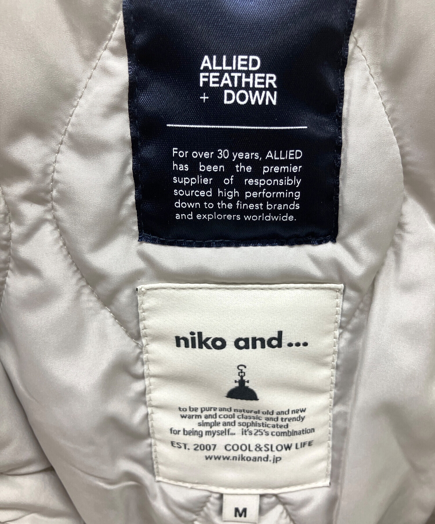中古・古着通販】niko and (ニコアンド) 中綿ジャケット ベージュ 