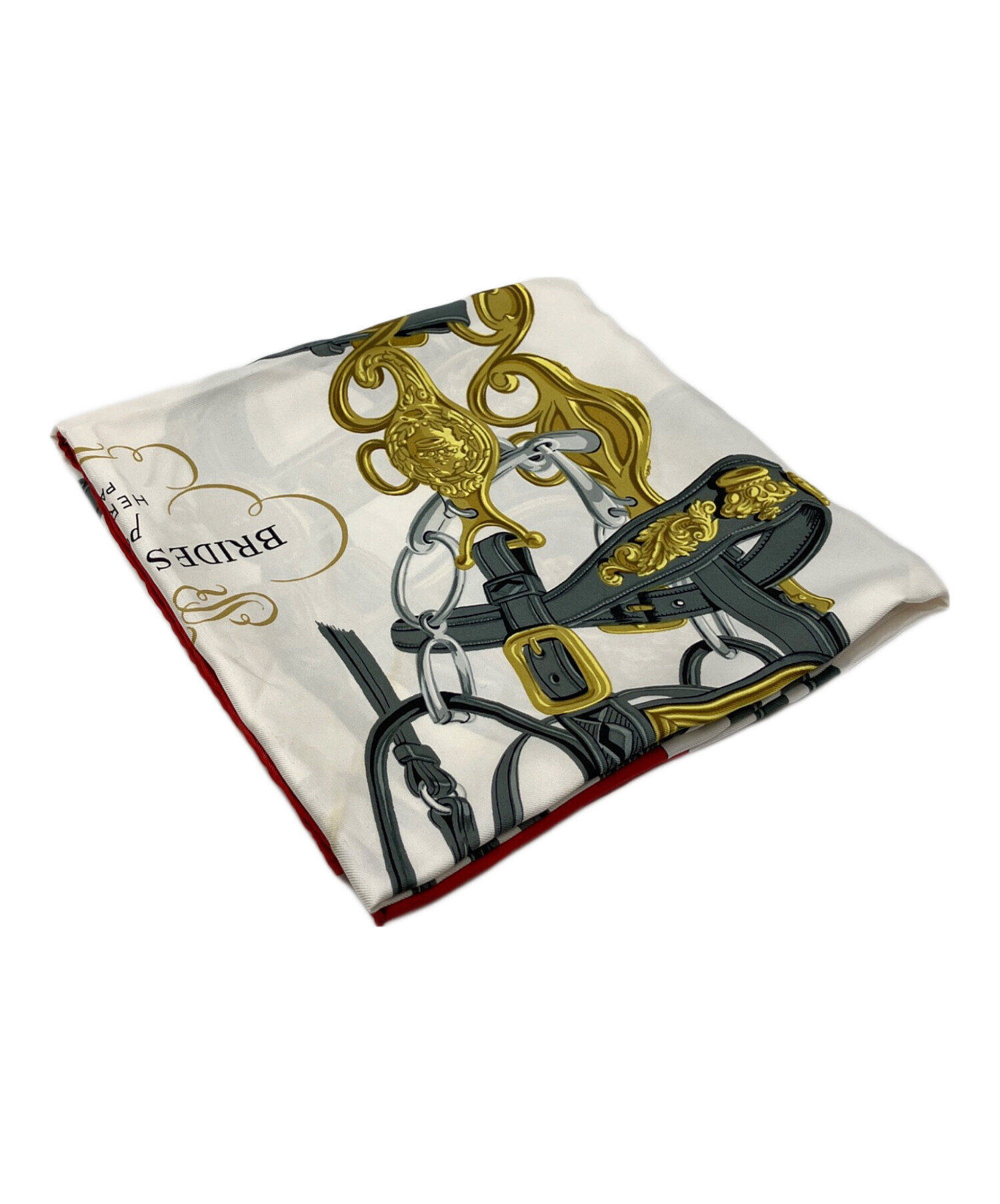 中古・古着通販】HERMES (エルメス) シルクスカーフ レッド×ホワイト