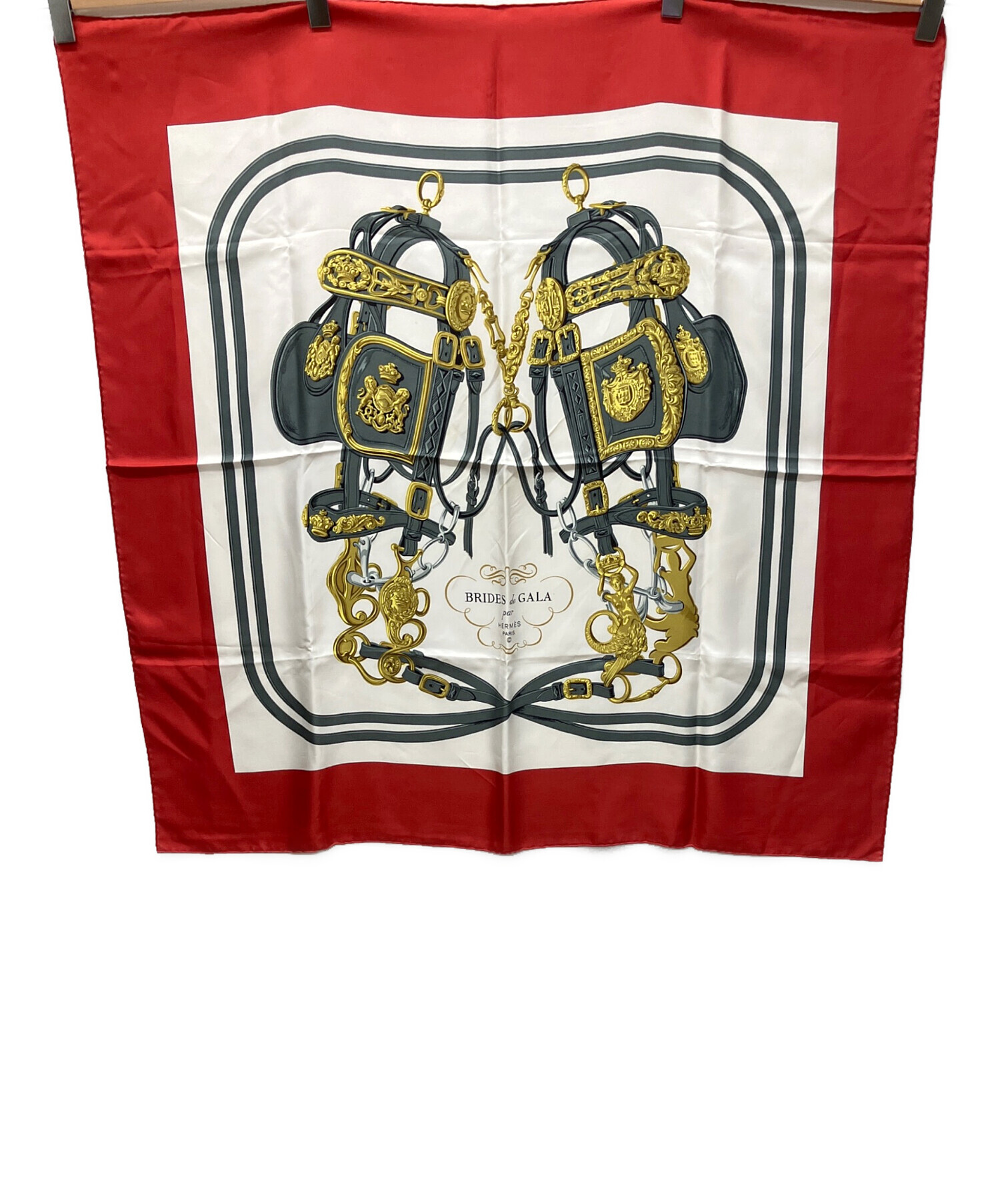 中古・古着通販】HERMES (エルメス) シルクスカーフ レッド×ホワイト
