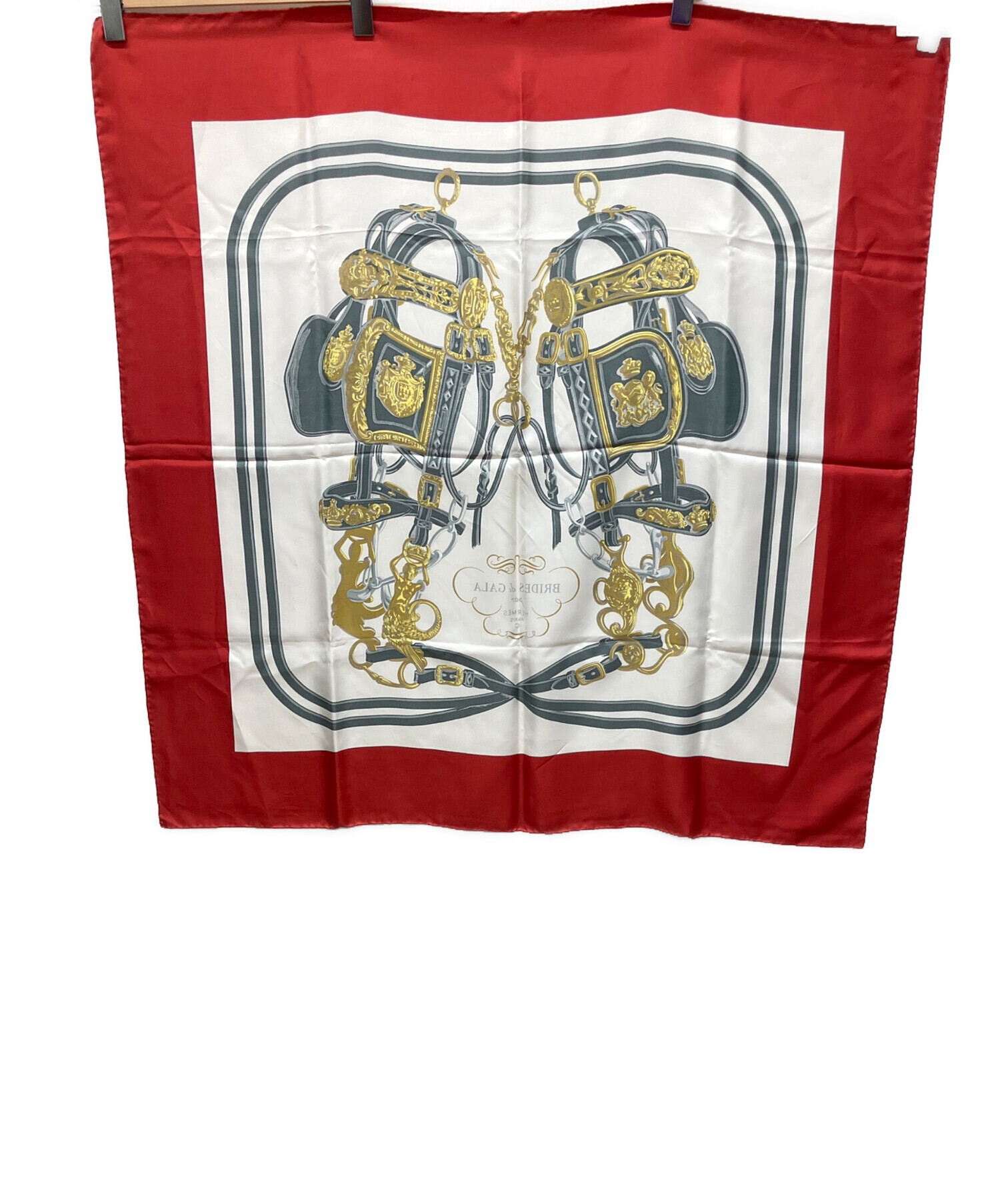 中古・古着通販】HERMES (エルメス) シルクスカーフ レッド×ホワイト