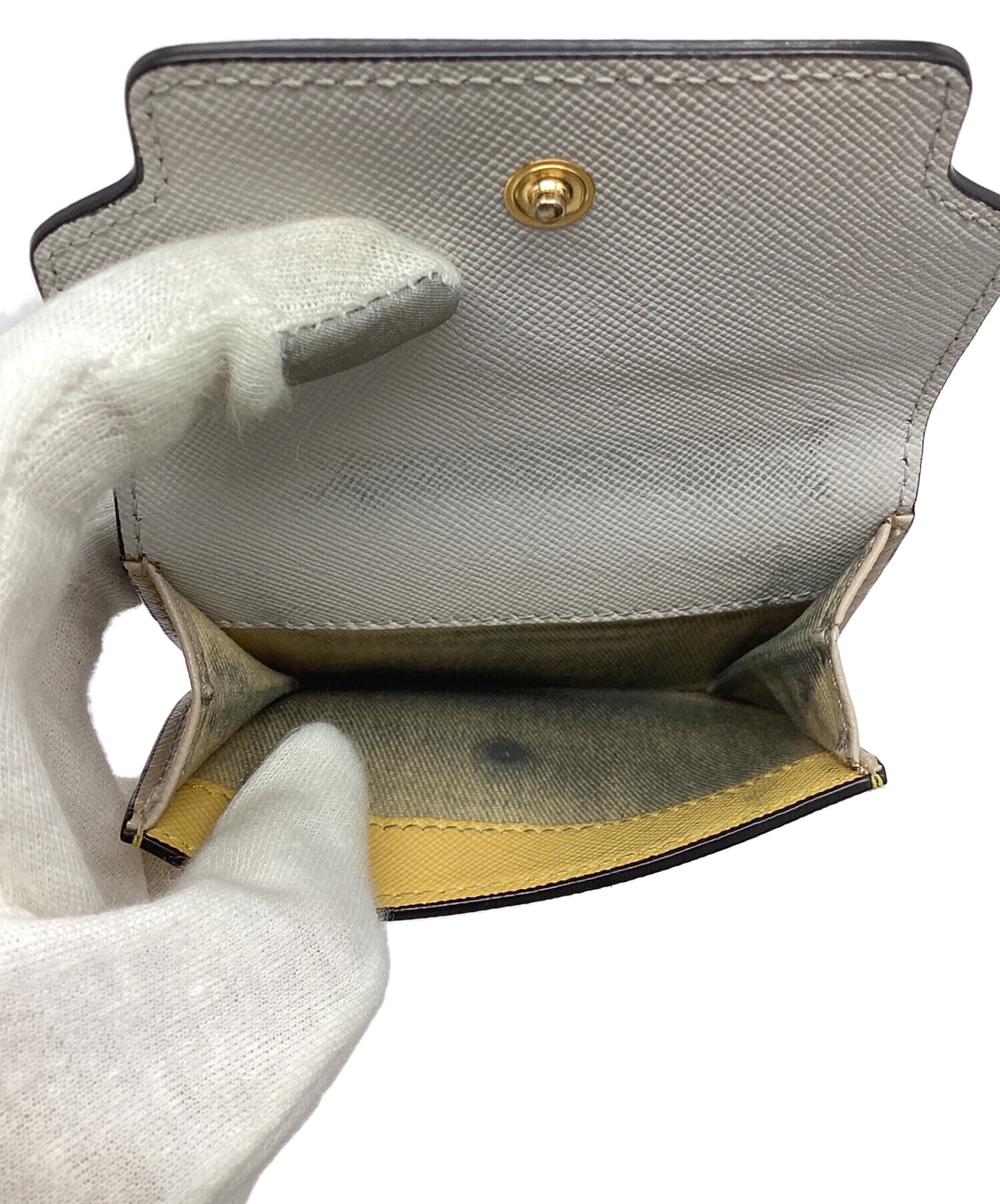 中古・古着通販】MARNI (マルニ) 3つ折り財布 グレー×イエロー 