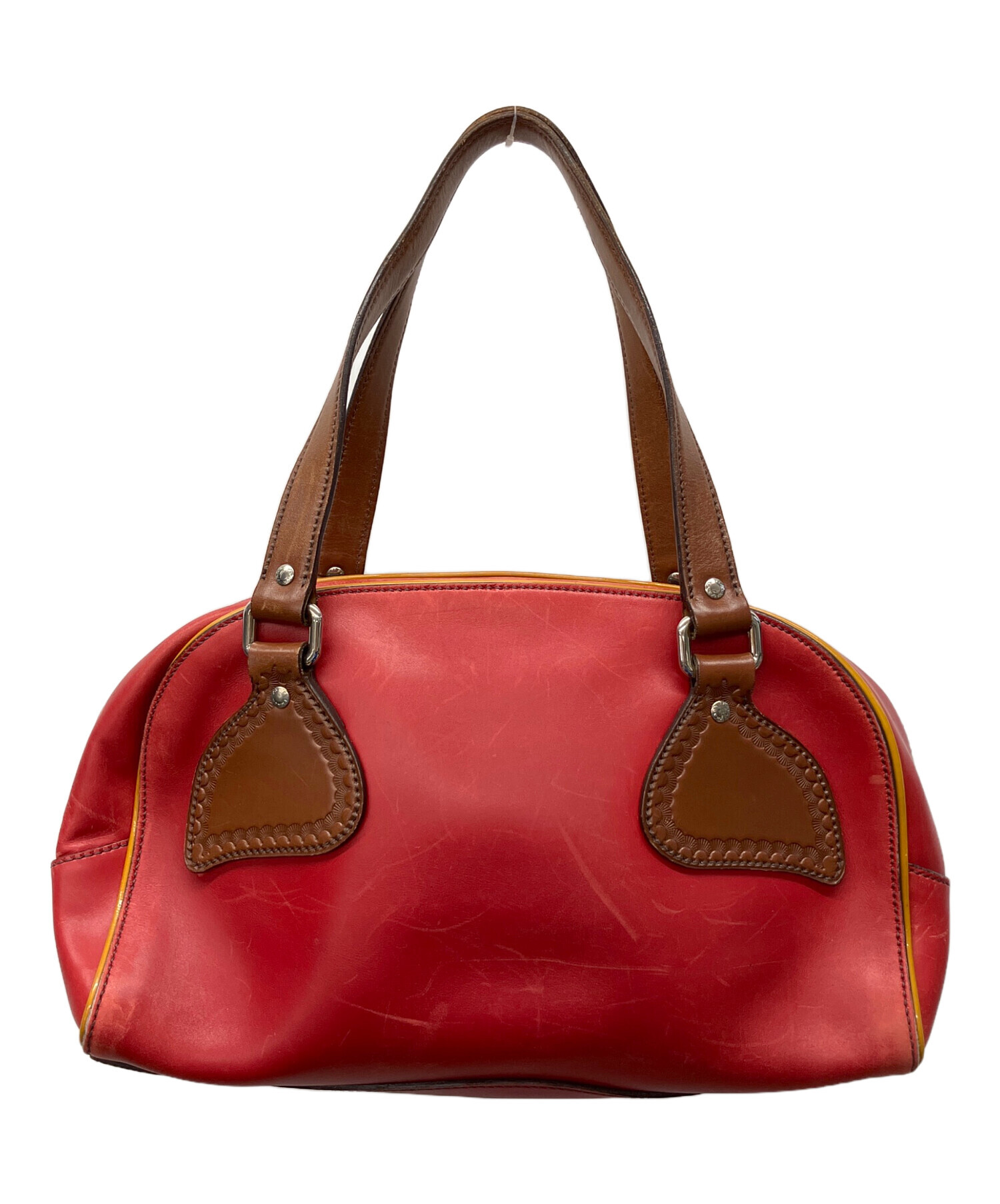 けい！　Ｕｓｅｄ　ＰＲＡＤＡ　赤タグ　大型ボストンバッグ　ＢＫ系 中古・古着通販】PRADA (プラダ) ボーリングバッグ レッド×イエロー