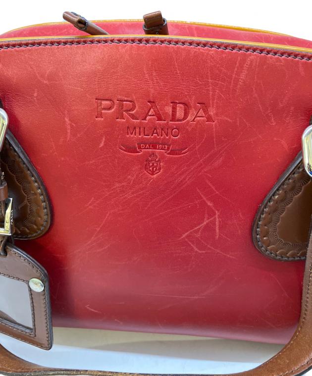 中古・古着通販】PRADA (プラダ) ボーリングバッグ レッド×イエロー
