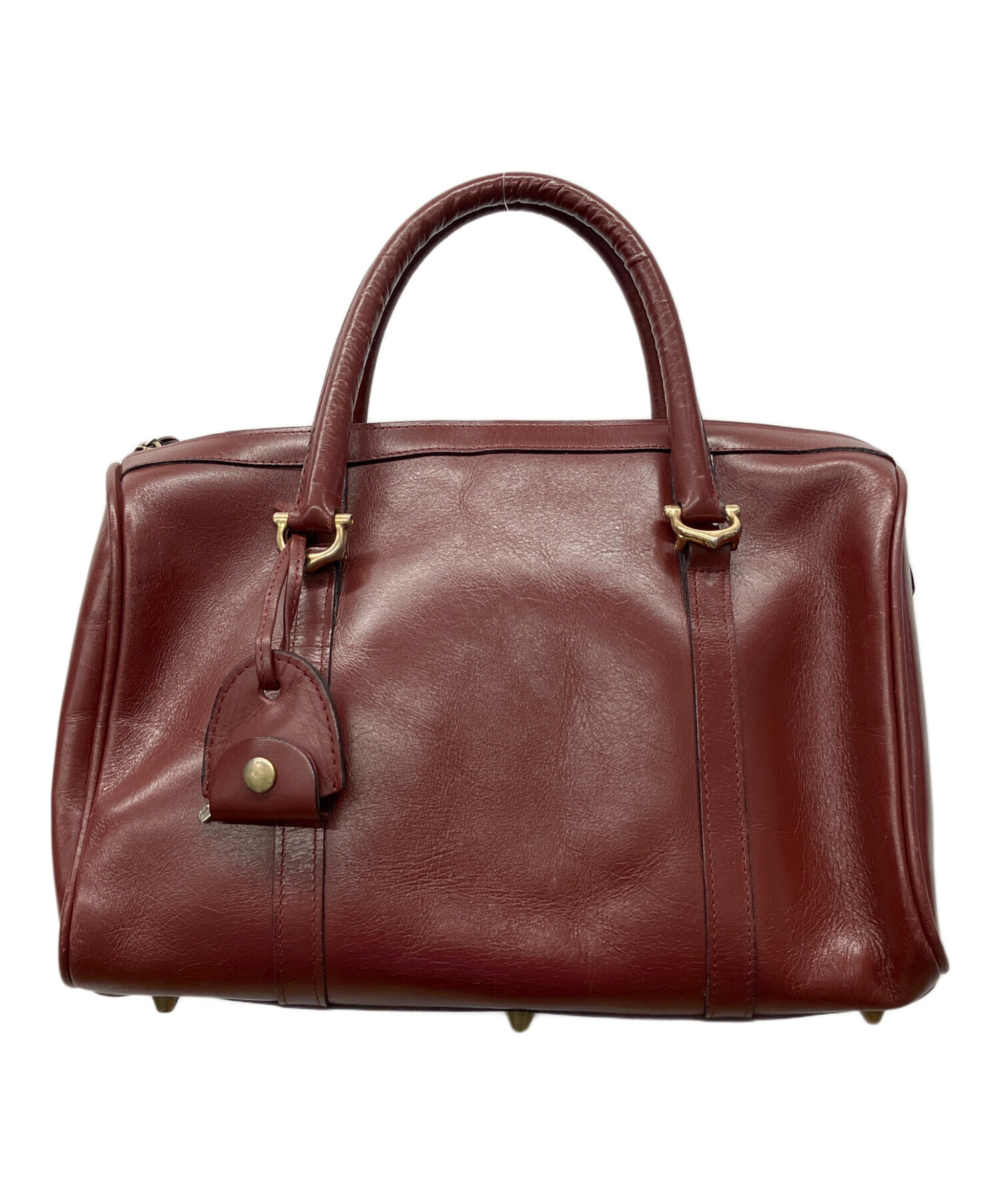 カルティエ ハンドバッグ ミニボストンバッグ レザー　ボルドー 中古・古着通販】Cartier (カルティエ) ミニボストンバッグ ボルドー