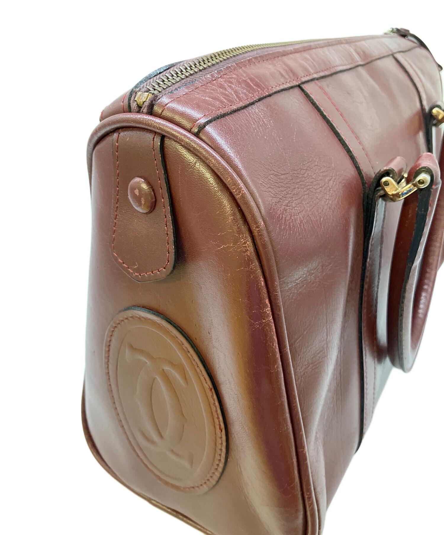 中古・古着通販】Cartier (カルティエ) ミニボストンバッグ ボルドー