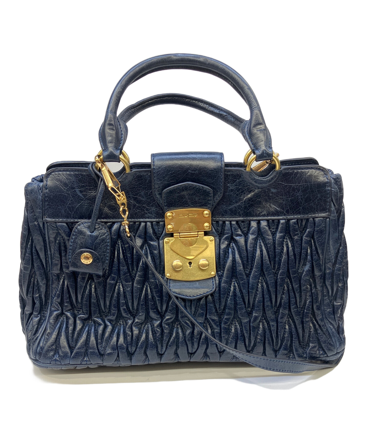 中古・古着通販】MIU MIU (ミュウミュウ) 2WAYバッグ ネイビー 
