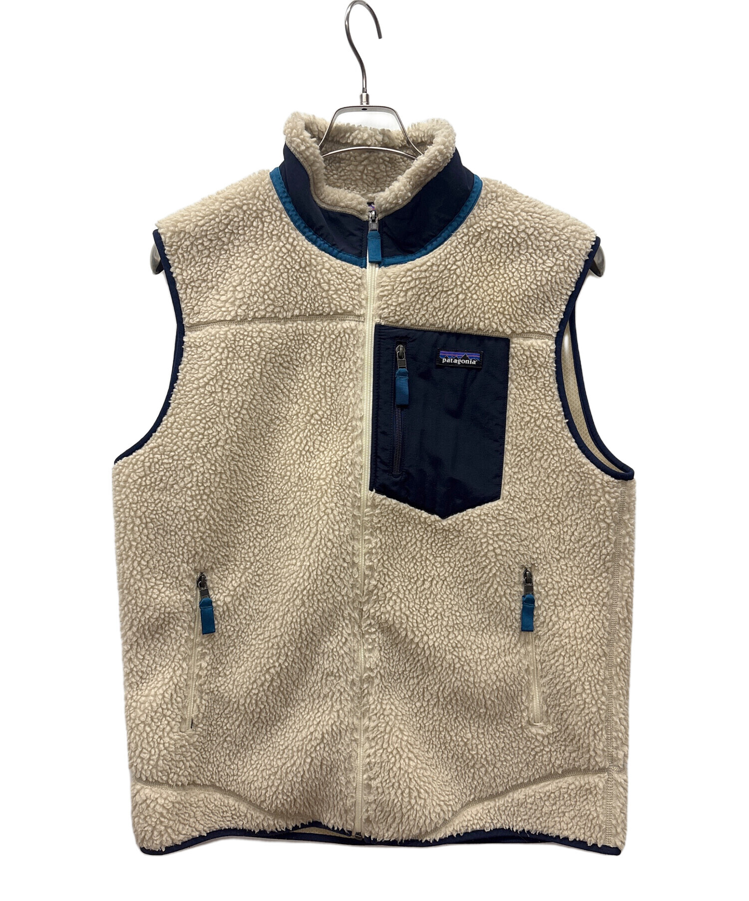 patagonia フリースベスト S ベージュ/ネイビー 中古・古着通販】Patagonia (パタゴニア) フリースベスト ベージュ
