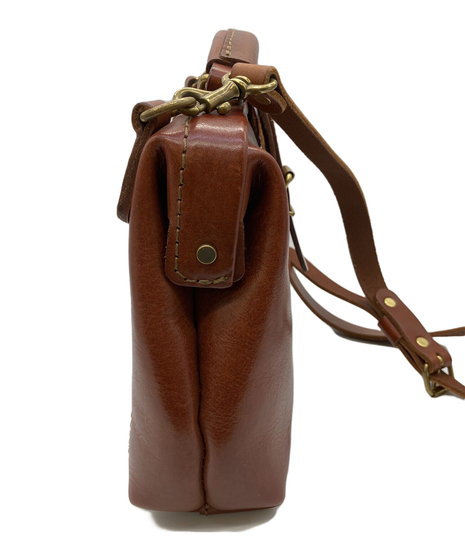 塩*で様 HERZ ヘルツ　ダレスバッグ　ダークブラウン 中古・古着通販】Herz (ヘルツ) ダレスバッグ ブラウン｜ブランド
