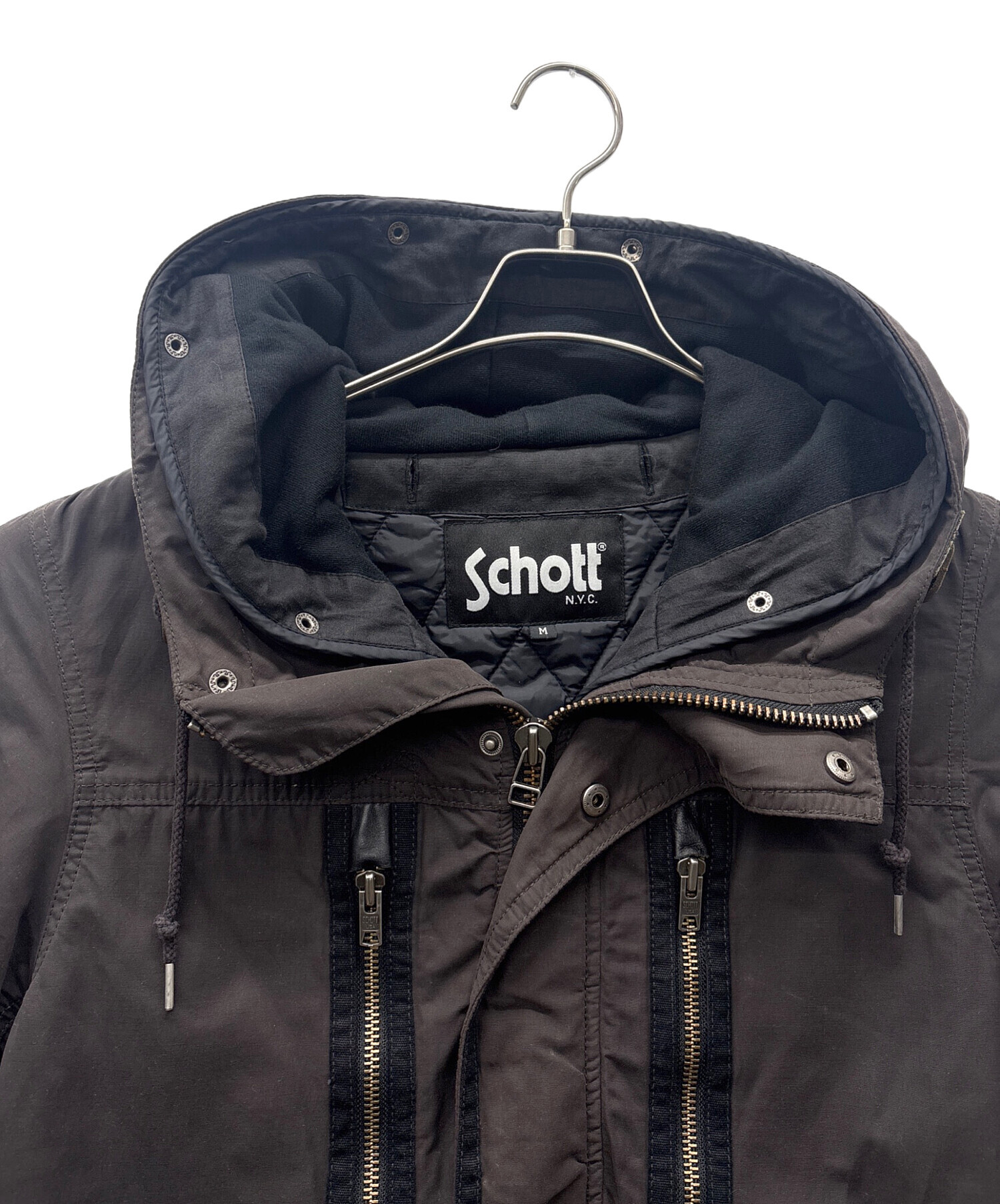 中古・古着通販】Schott (ショット) モッズコート ブラック サイズ:M 
