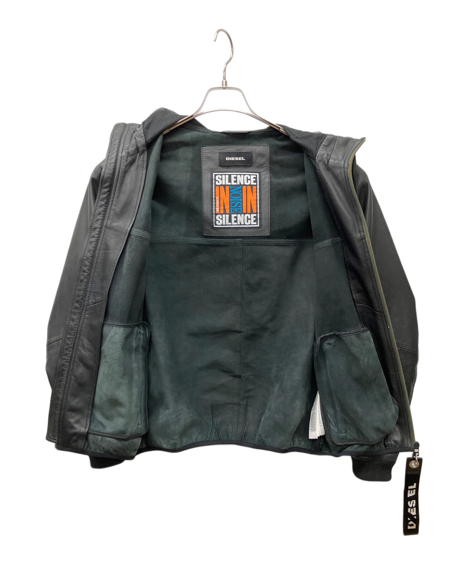中古・古着通販】DIESEL (ディーゼル) レザーパーカー ブラック サイズ