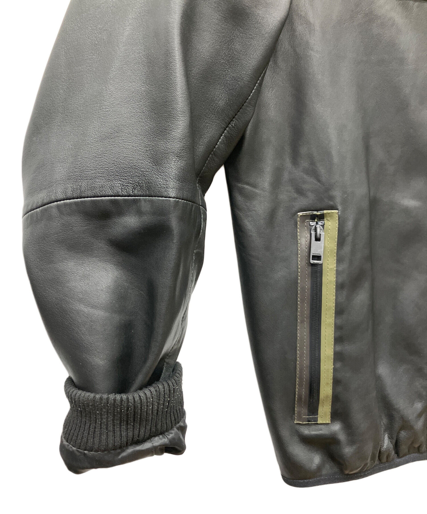 中古・古着通販】DIESEL (ディーゼル) レザーパーカー ブラック サイズ