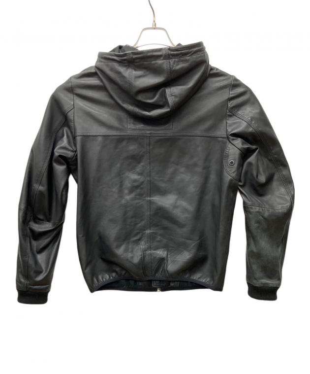 DIESEL ディーゼル レザー切り返しパーカー レザーパーカー 中古・古着通販】DIESEL (ディーゼル) レザーパーカー ブラック サイズ