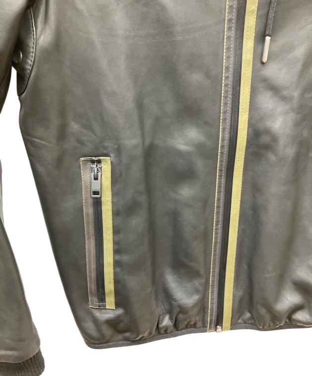 中古・古着通販】DIESEL (ディーゼル) レザーパーカー ブラック サイズ