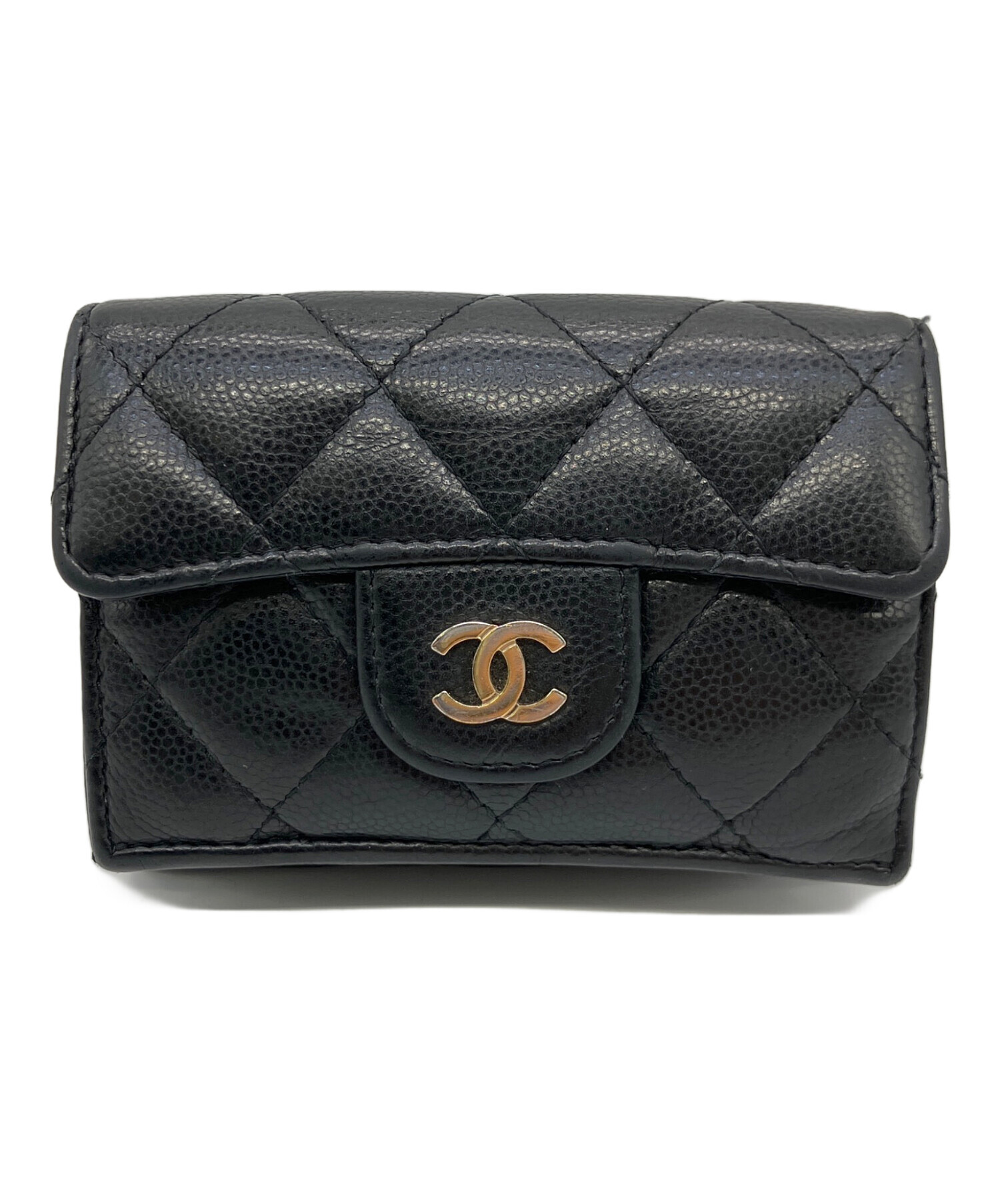 中古・古着通販】CHANEL (シャネル) 3つ折り財布 ブラック｜ブランド