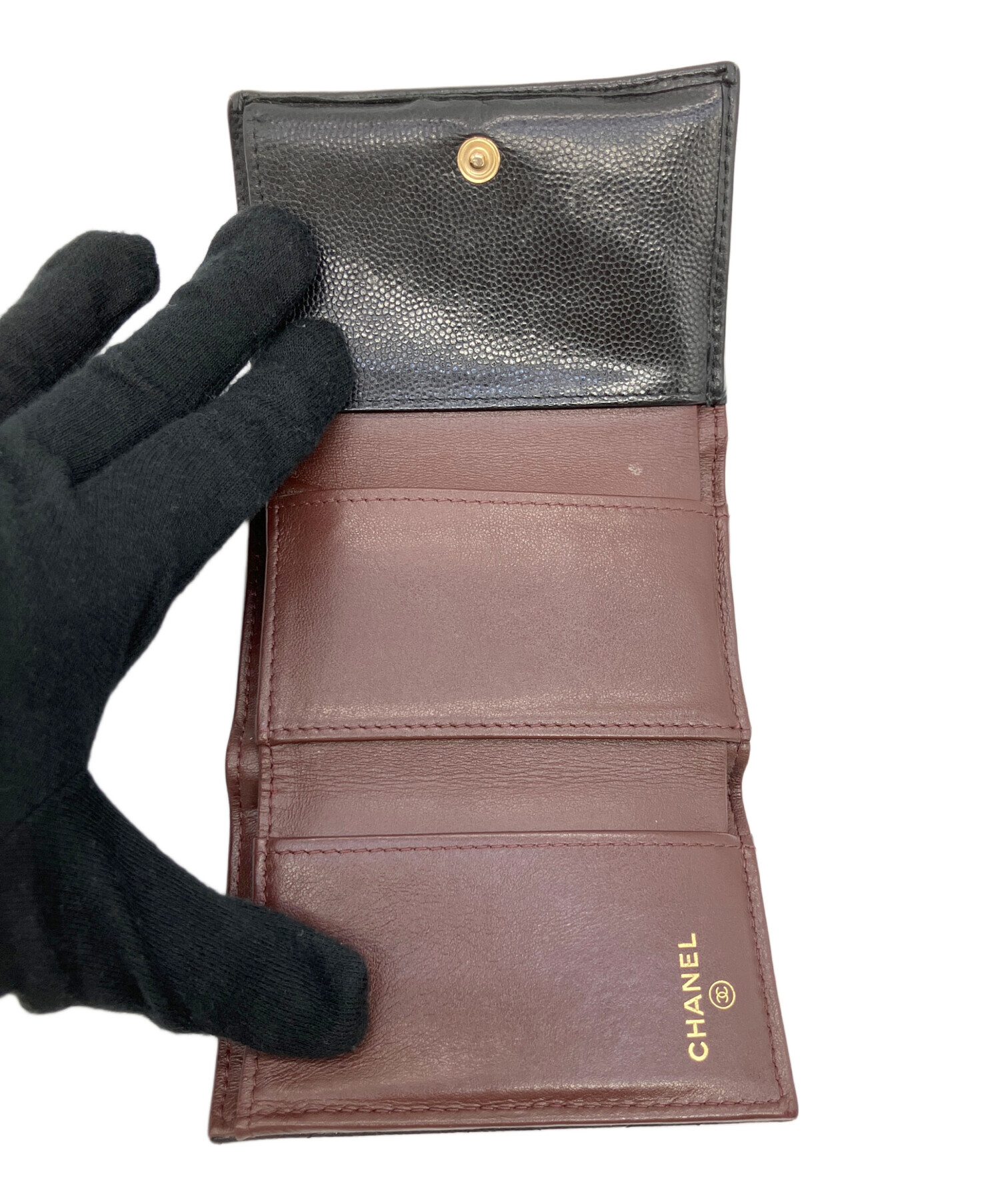 CHANEL シャネル used 財布 中古・古着通販】CHANEL (シャネル) 3つ折り財布 ブラック｜ブランド