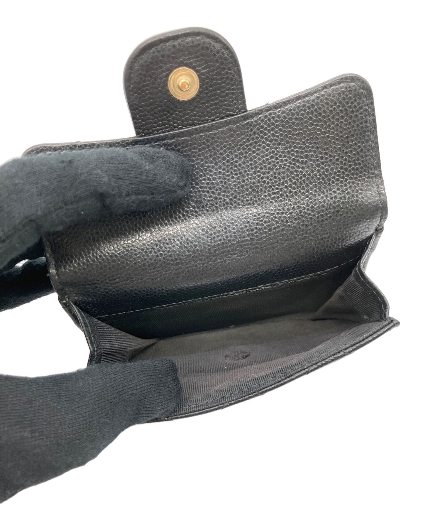 CHANEL シャネル used 財布 中古・古着通販】CHANEL (シャネル) 3つ折り財布 ブラック｜ブランド