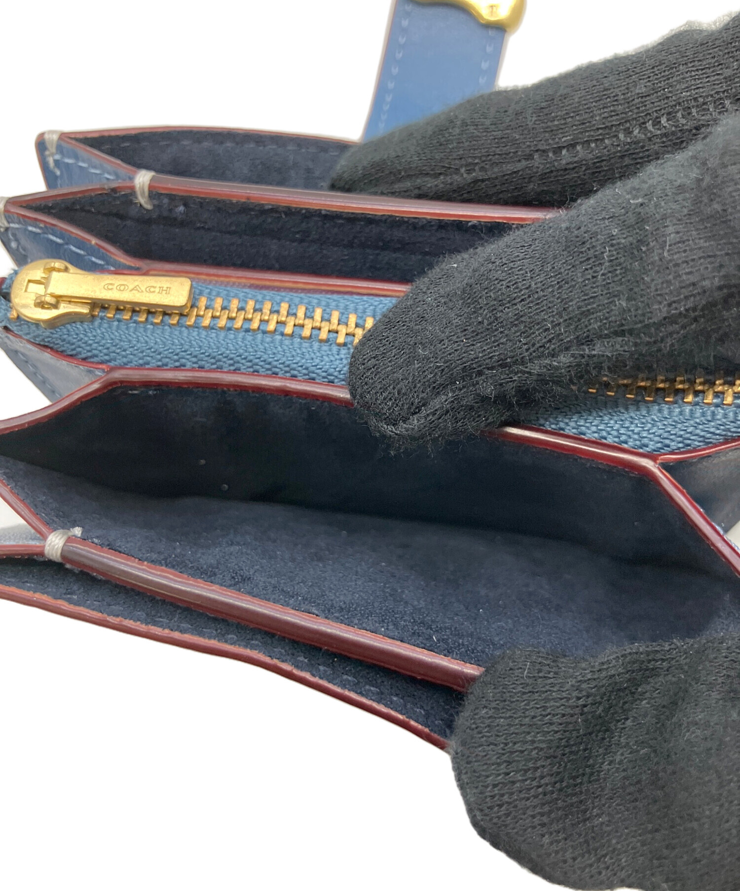 中古・古着通販】COACH (コーチ) カードケース ブルー×ホワイト