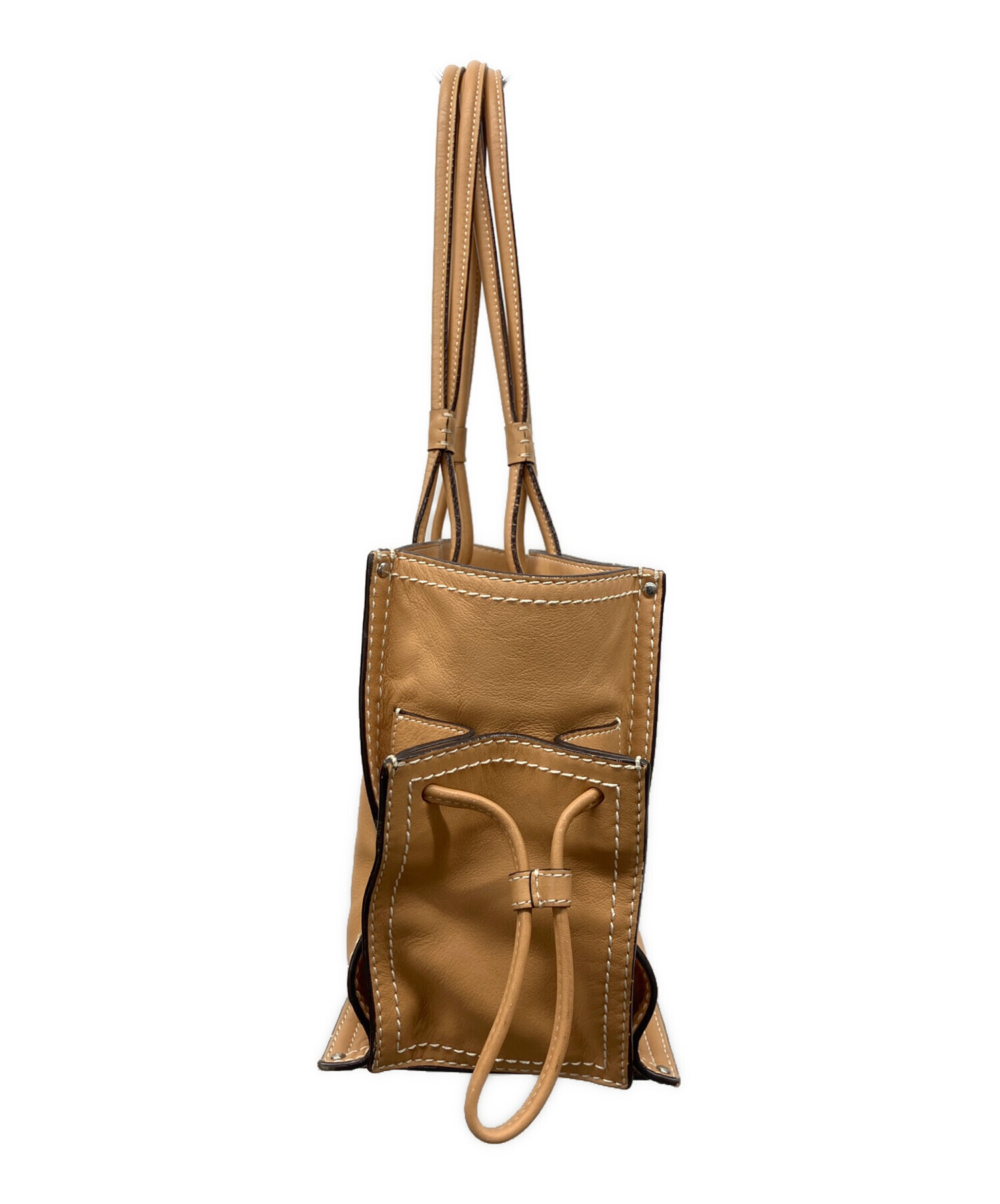 【美品】ロエベ ショッパートートバッグ アナグラム キャメル ブラウン 中古・古着通販】LOEWE (ロエベ) アナグラムショッパートートバッグ