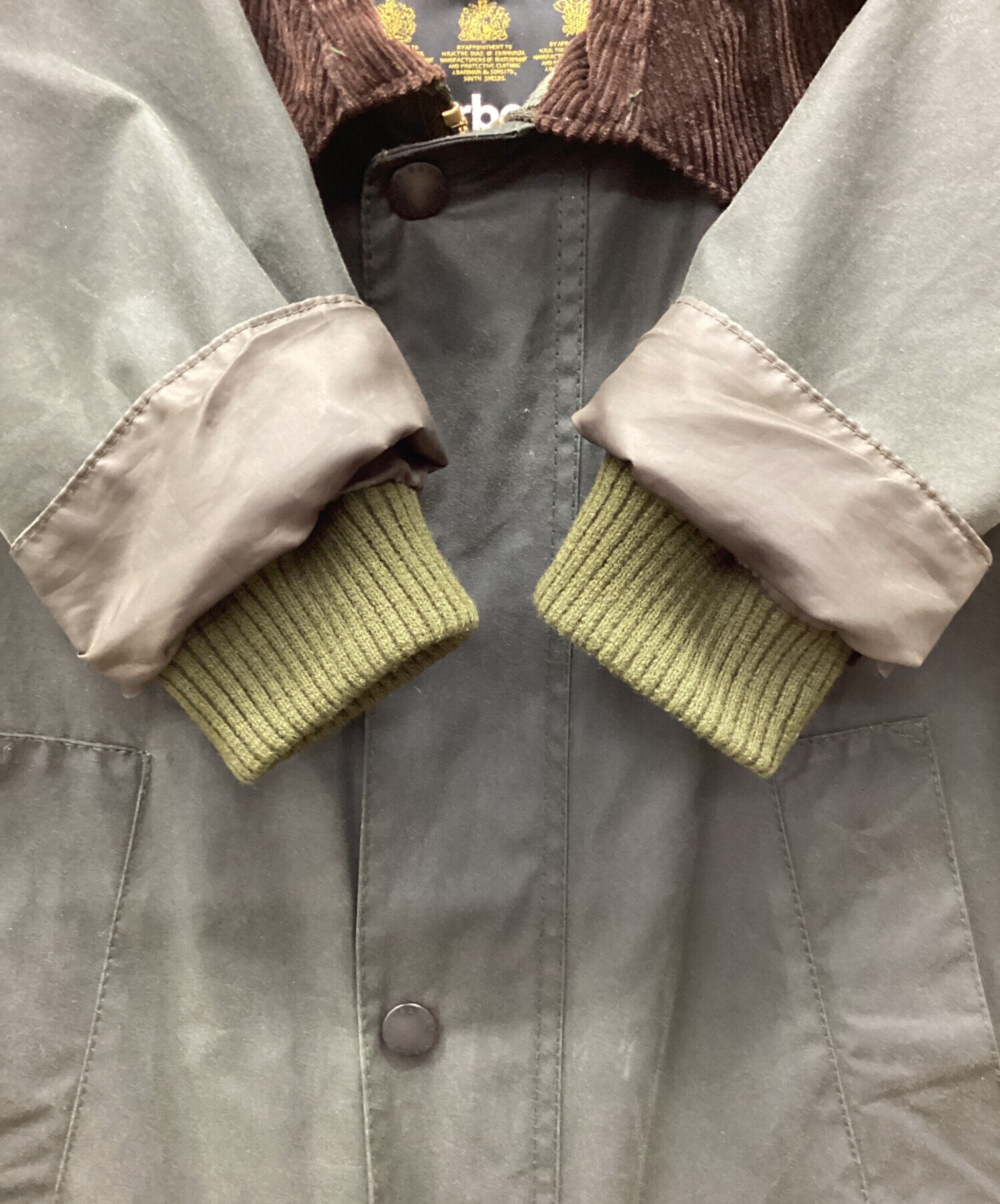 中古・古着通販】Barbour (バブアー) ブルゾン カーキ×ブラウン サイズ