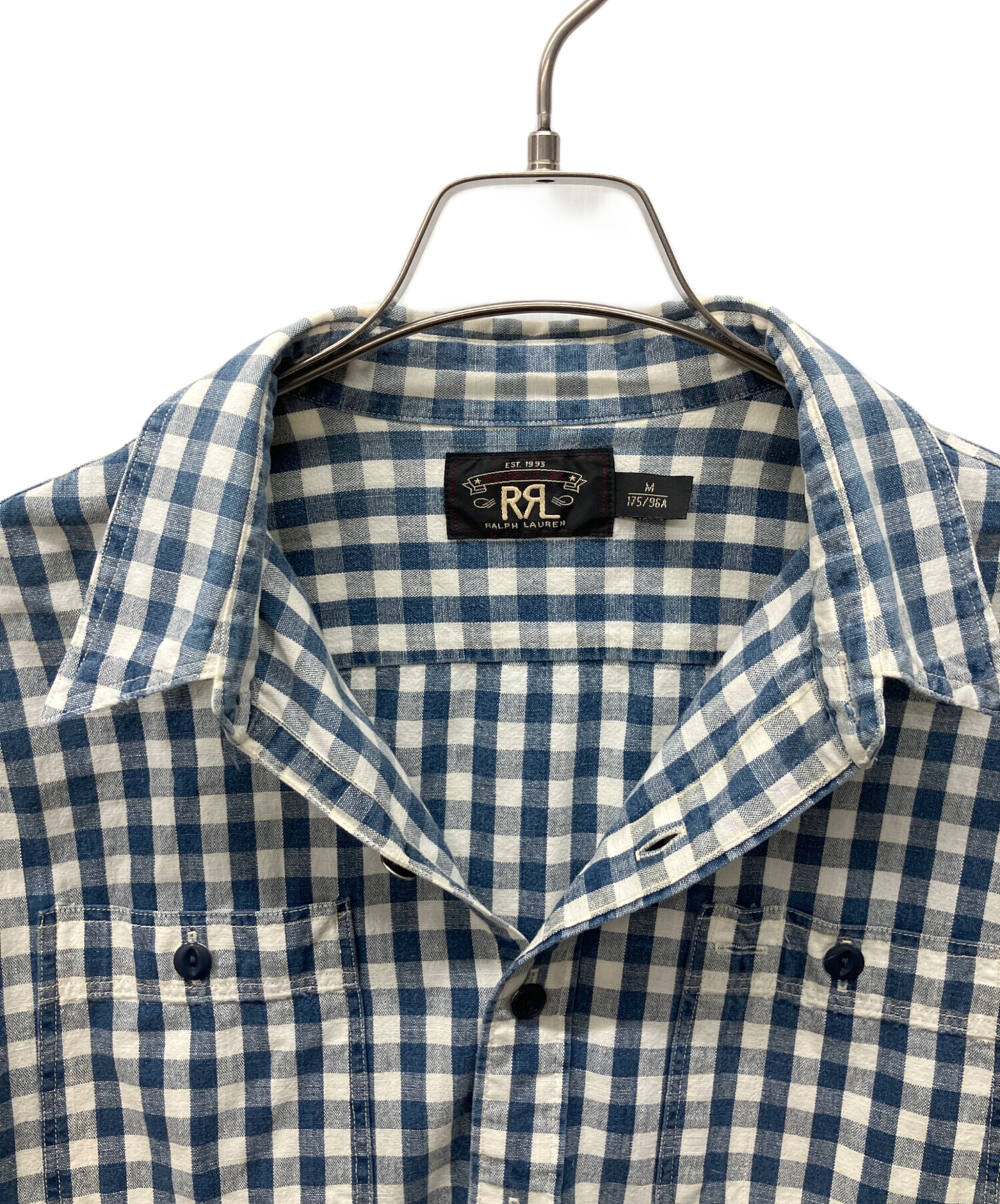中古・古着通販】RRL (ダブルアールエル) 長袖シャツ ホワイト×ブルー