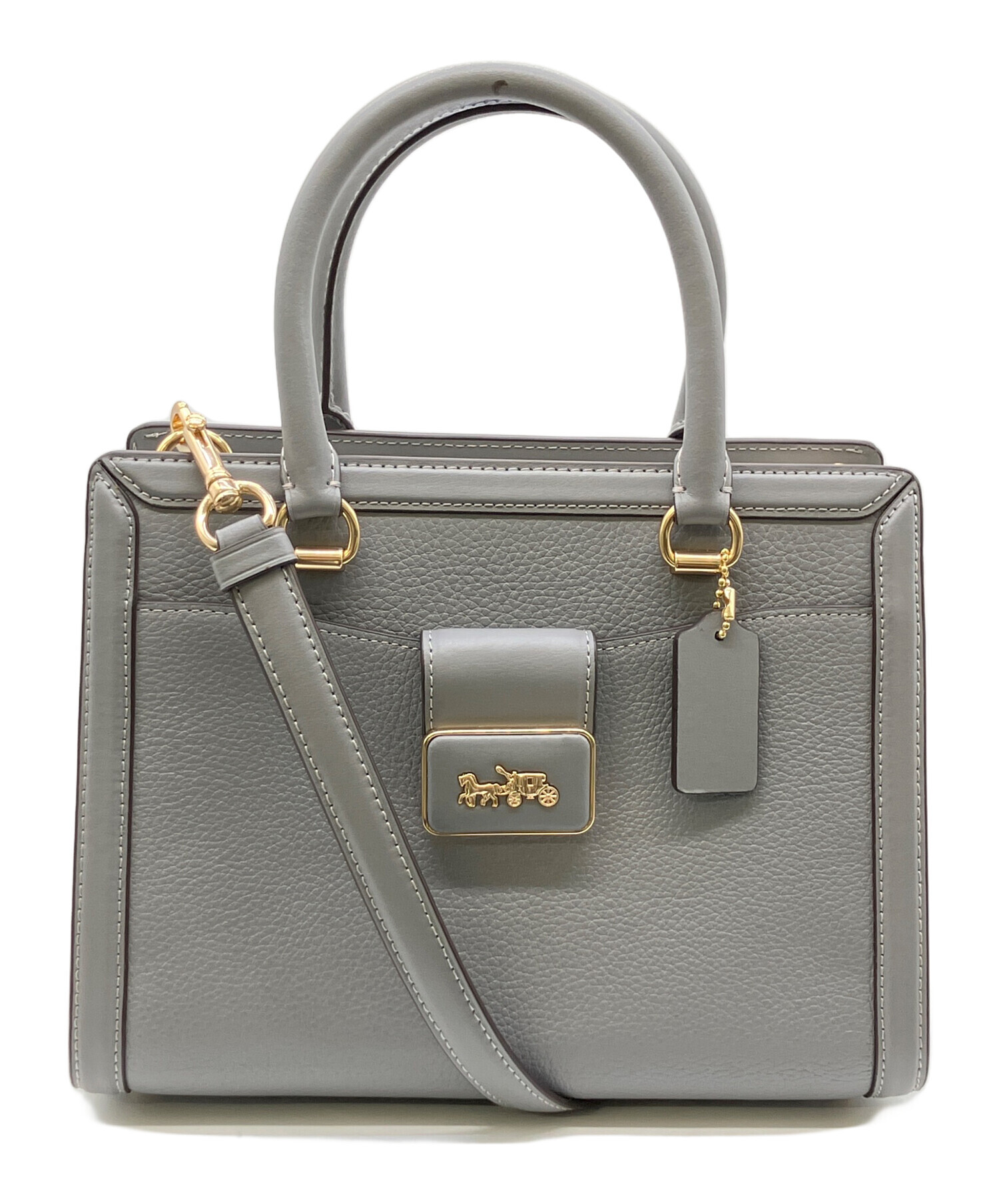COACH 2way ショルダーバッグ グレージュ レザー 中古・古着通販】COACH (コーチ) 2WAYバッグ グレー｜ブランド・古着