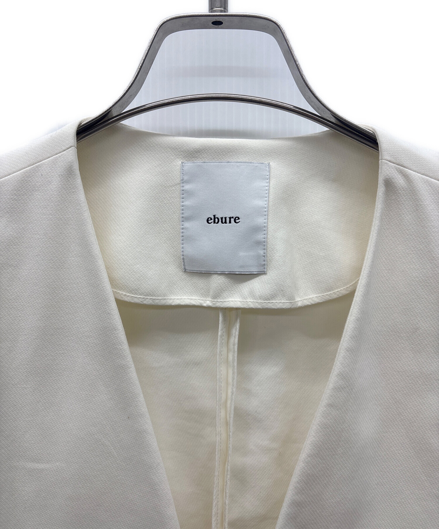 中古・古着通販】ebure (エブール) ノーカラージャケット アイボリー