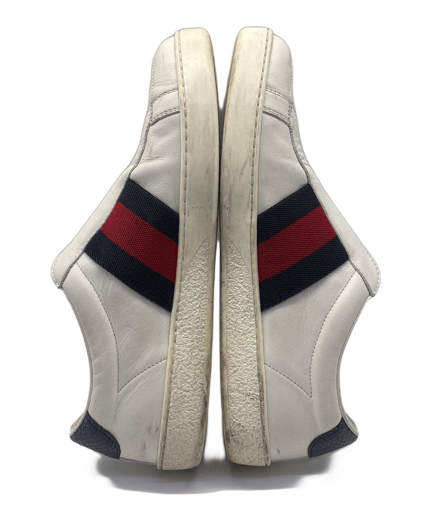 中古・古着通販】GUCCI (グッチ) スリッポン レッド×ネイビー×ホワイト