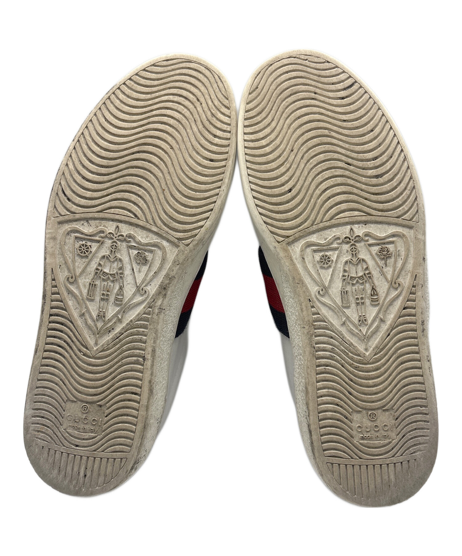 中古・古着通販】GUCCI (グッチ) スリッポン レッド×ネイビー×ホワイト