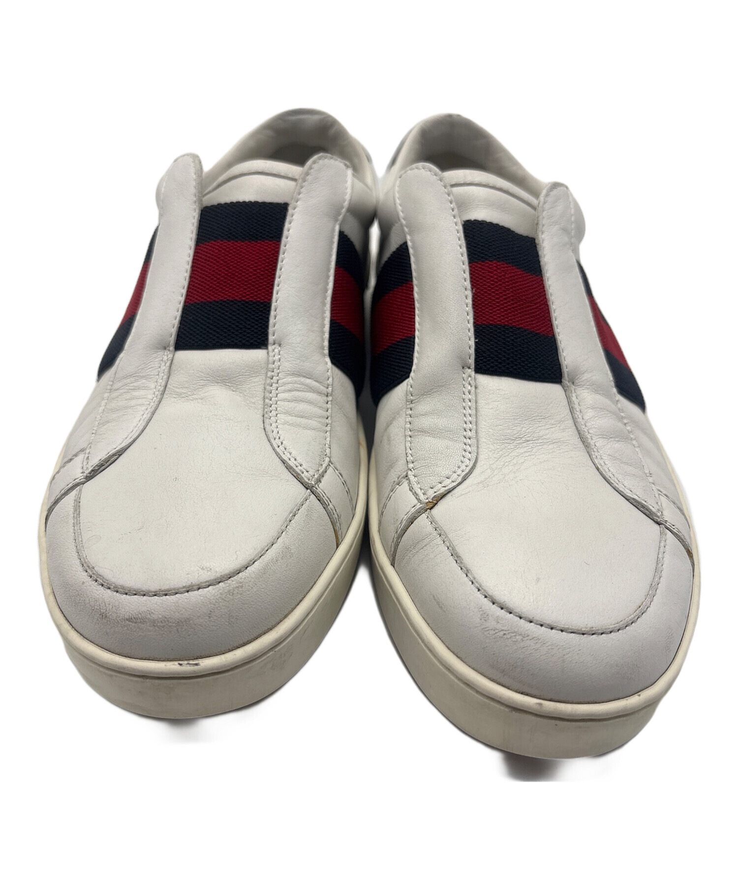 中古・古着通販】GUCCI (グッチ) スリッポン レッド×ネイビー×ホワイト