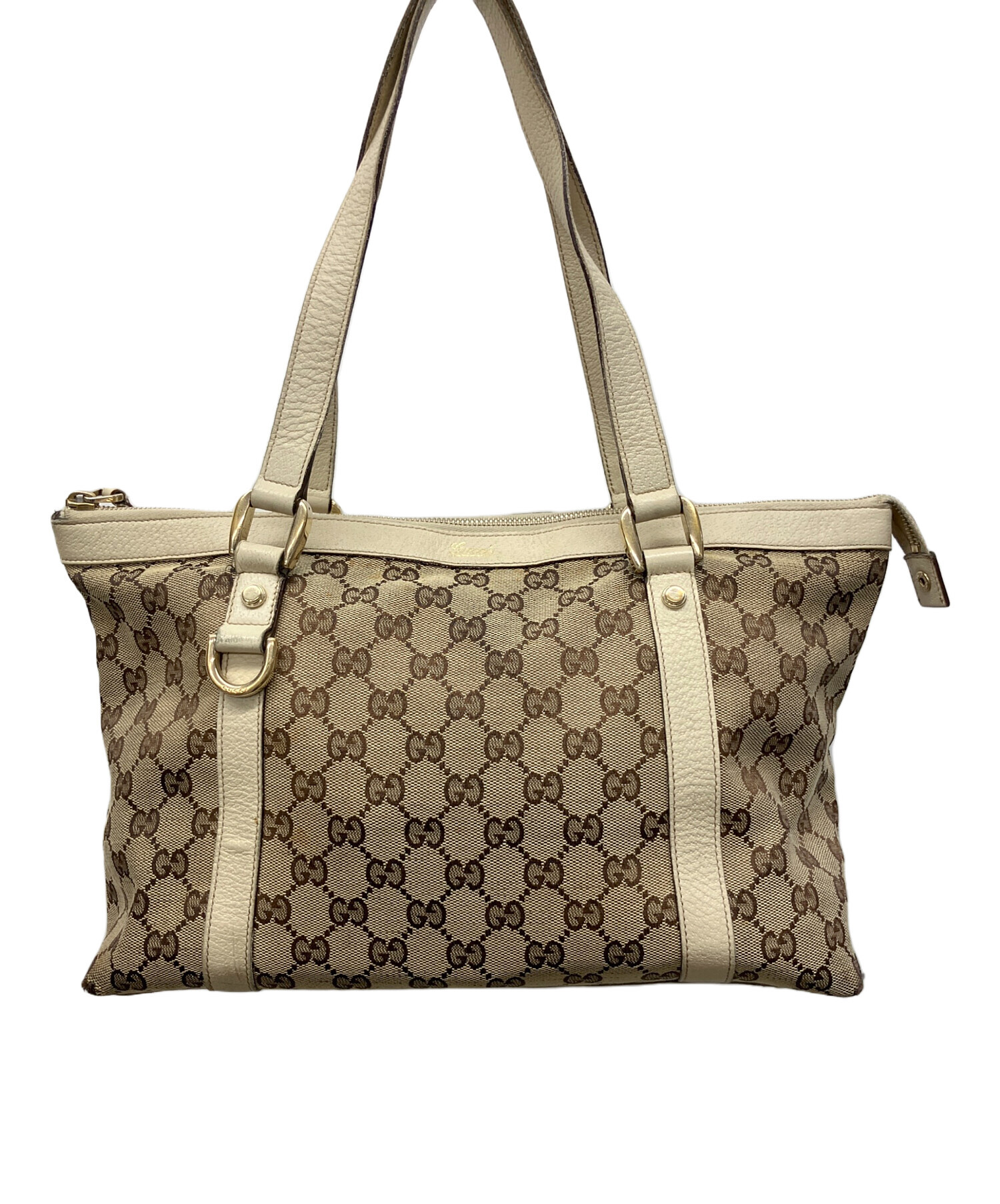 GUCCI トートバッグ ベージュ ブラウン 中古・古着通販】GUCCI (グッチ) トートバッグ ブラウン×ベージュ