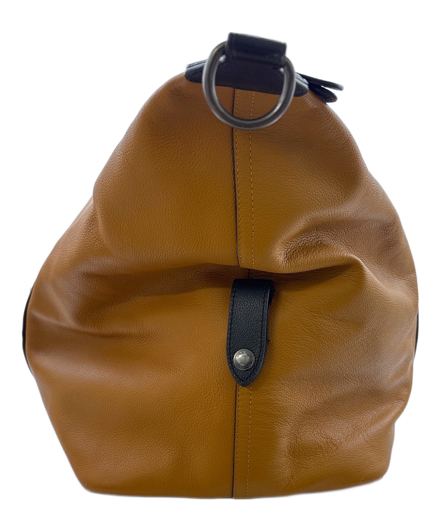 COACH ブラウン レザー ボストンバッグ 0501 中古・古着通販】COACH (コーチ) ボストンバッグ ブラック×ブラウン