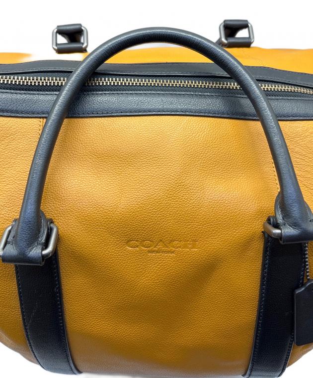 COACHボストンバック ネイビー＆イエロー 中古・古着通販】COACH (コーチ) ボストンバッグ ブラック×ブラウン