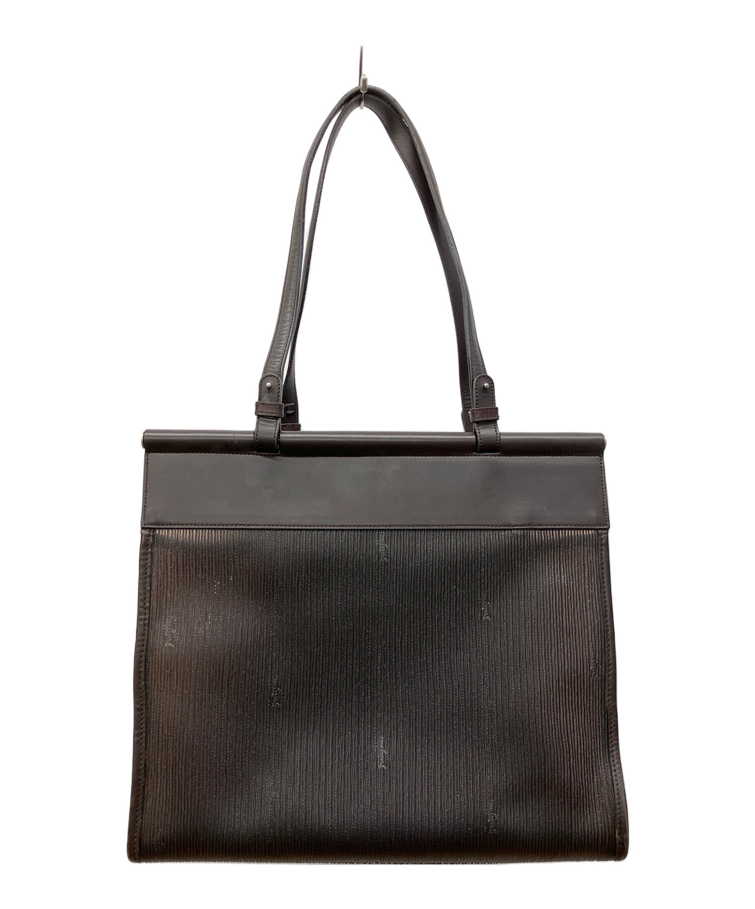 サルヴァトーレフェラガモ トートバッグ A4 レザー ブラック ブラウン 中古・古着通販】Salvatore Ferragamo (サルヴァトーレ フェラガモ