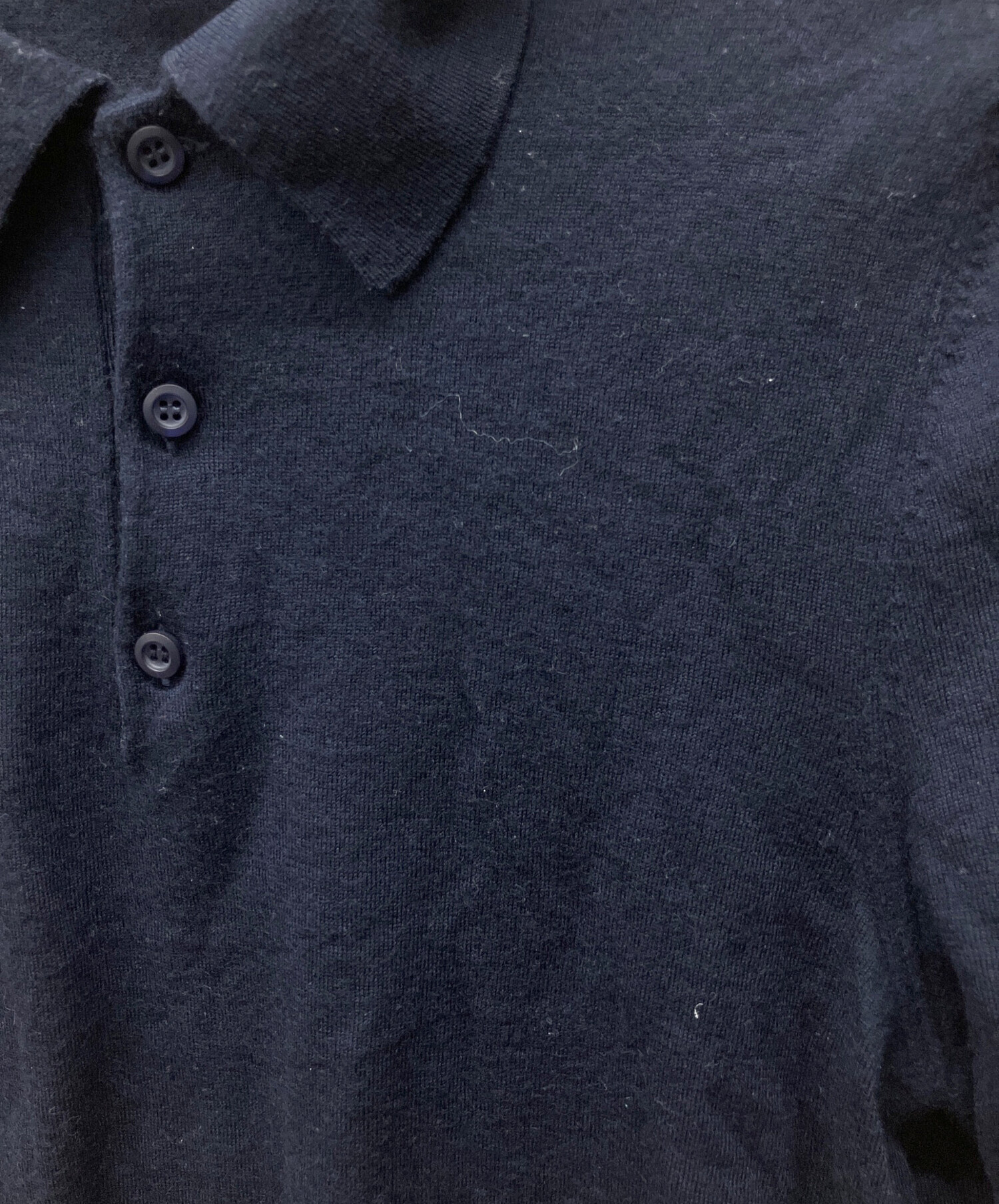 中古・古着通販】PRADA (プラダ) ニットポロシャツ ネイビー サイズ:50