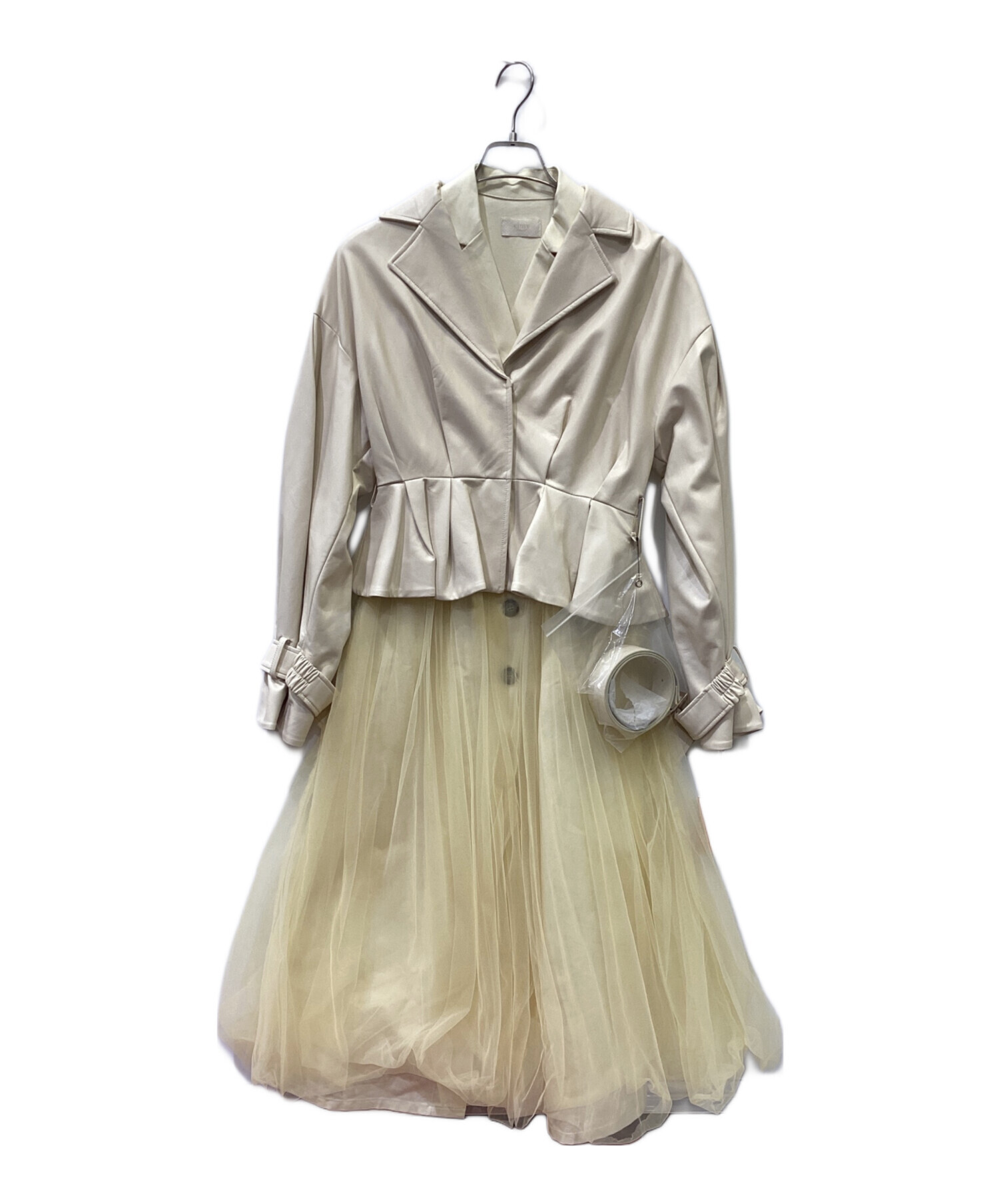 hybrid leather tulle spring coat 【公式通販】