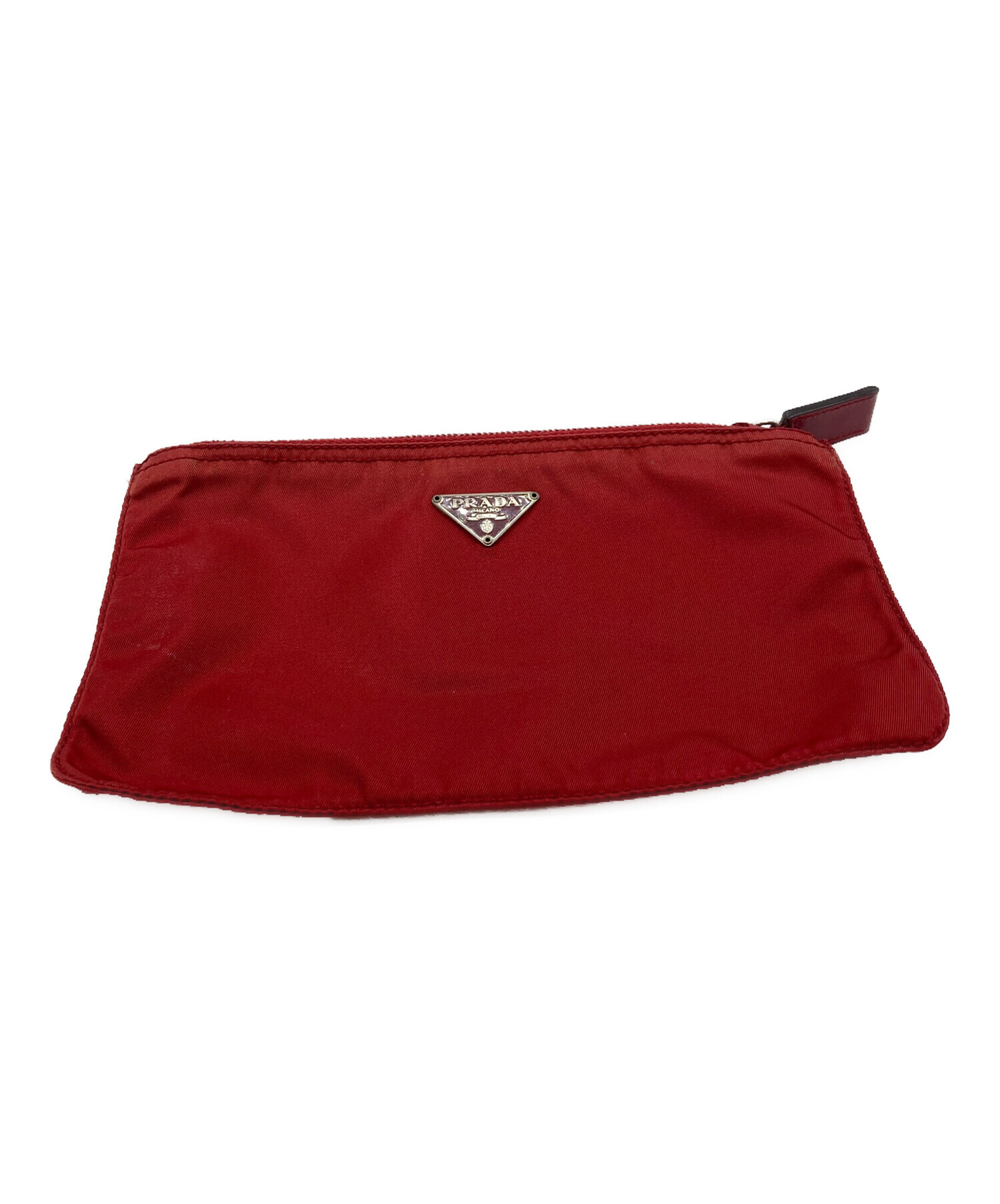 PRADA 赤 ナイロン ポーチ 中古・古着通販】PRADA (プラダ) ナイロン ポーチ レッド｜ブランド